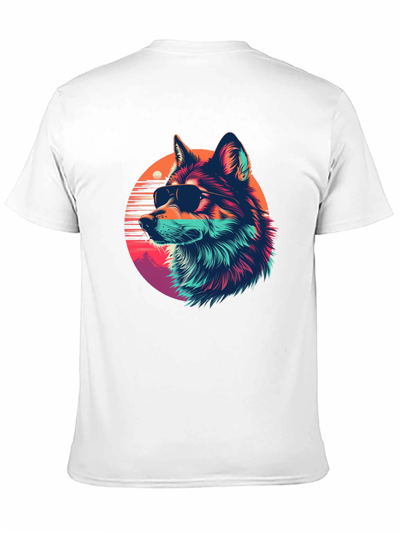 Cool Wolf Retro Sunset Graphic Tee