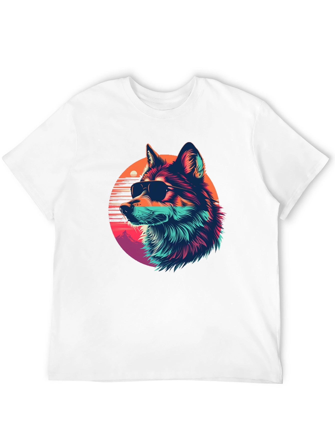 Cool Wolf Retro Sunset Graphic Tee