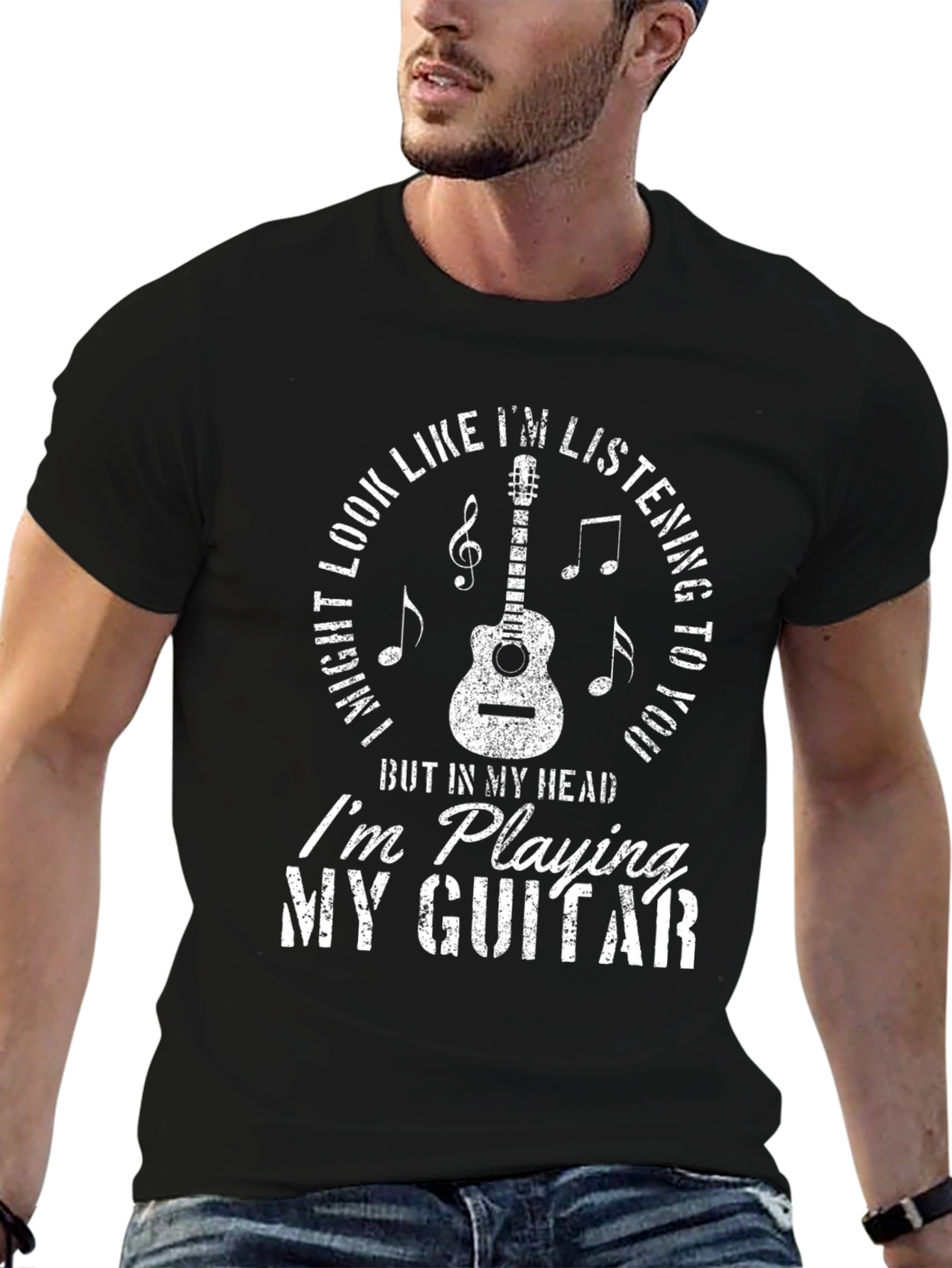 Guitar Player T-Shirt - Im Playing My Guitar Design