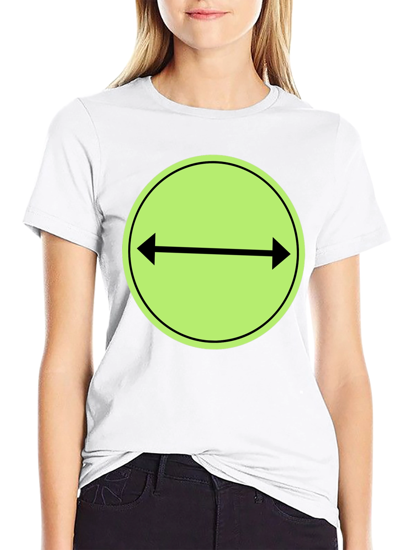 Black T-Shirt with Green Two-Way Arrow Design