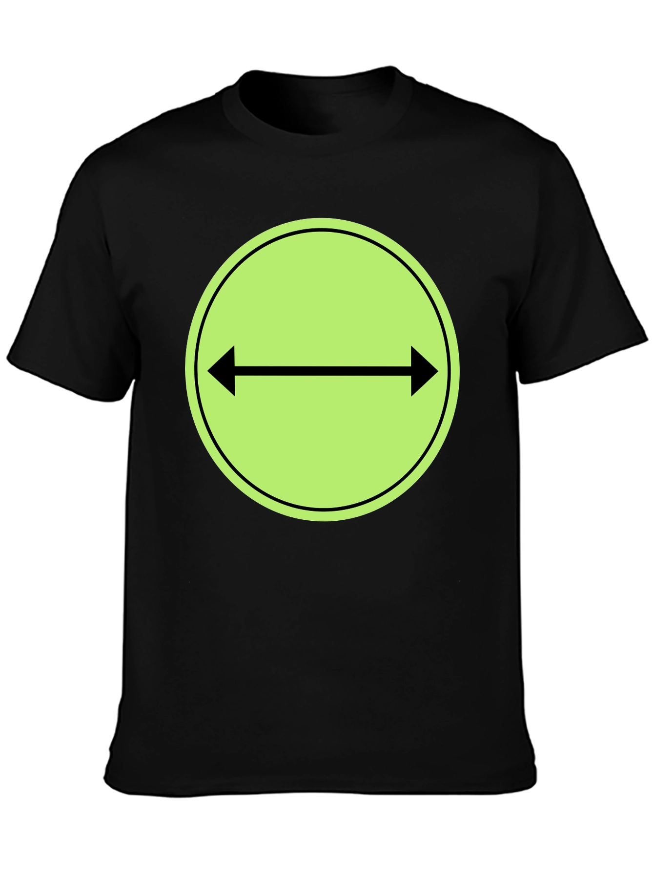 Black T-Shirt with Green Two-Way Arrow Design
