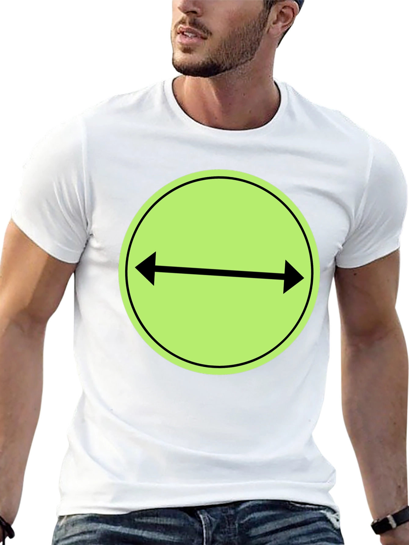 Black T-Shirt with Green Two-Way Arrow Design