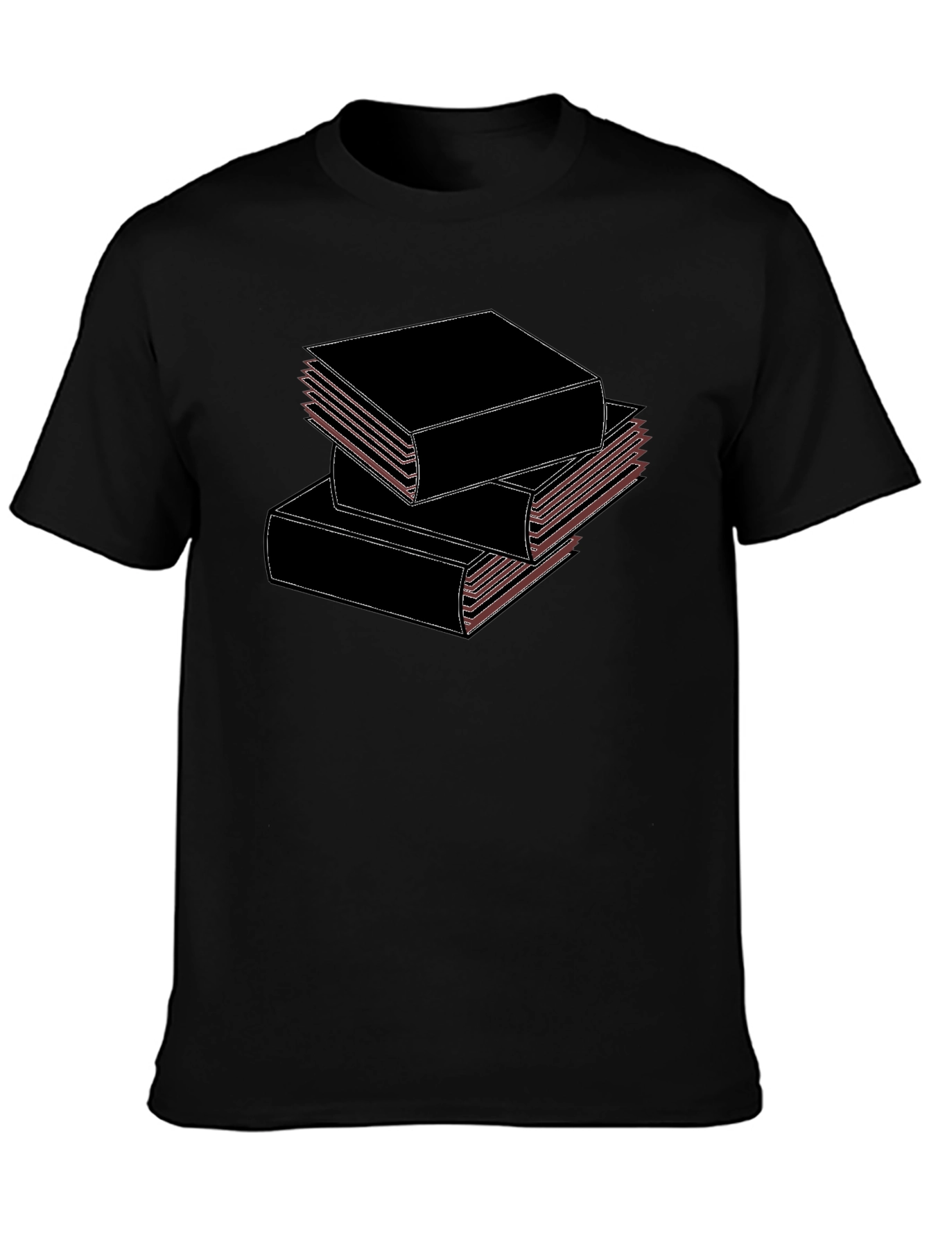 Stacked Books Black T-Shirt for Book Lovers