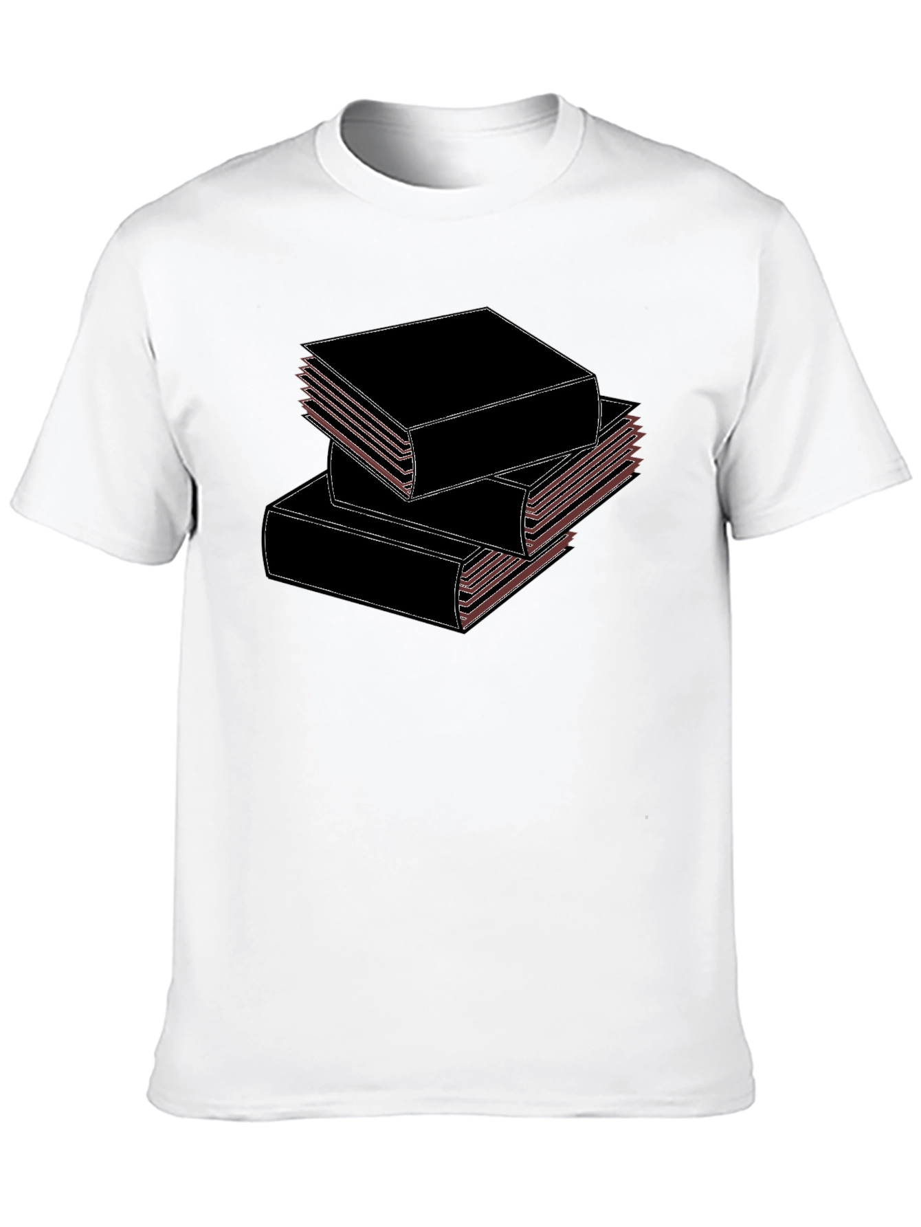 Stacked Books Black T-Shirt for Book Lovers