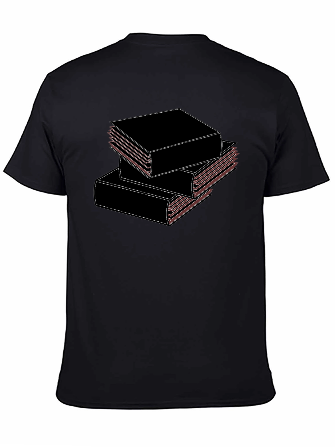 Stacked Books Black T-Shirt for Book Lovers