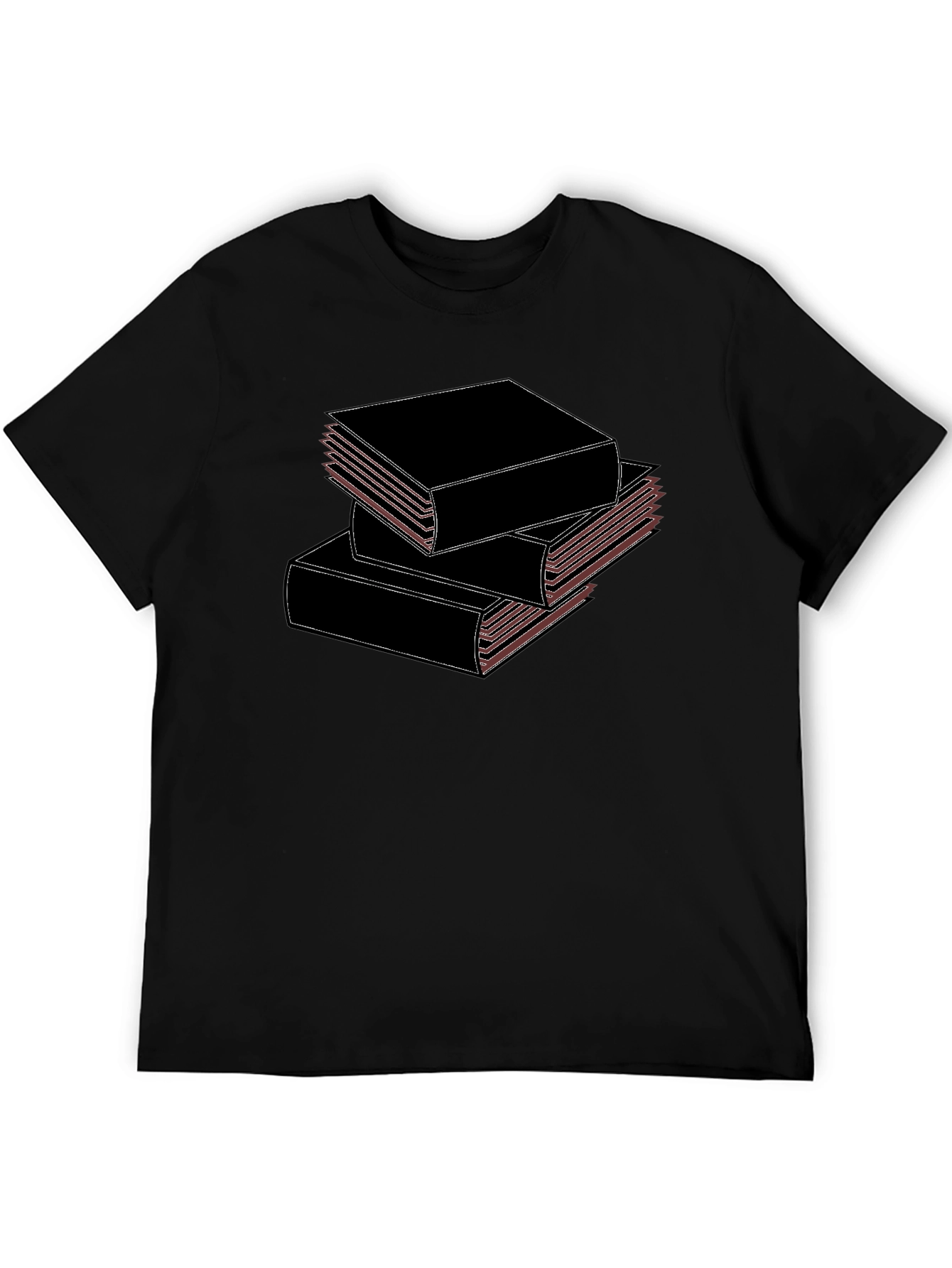Stacked Books Black T-Shirt for Book Lovers
