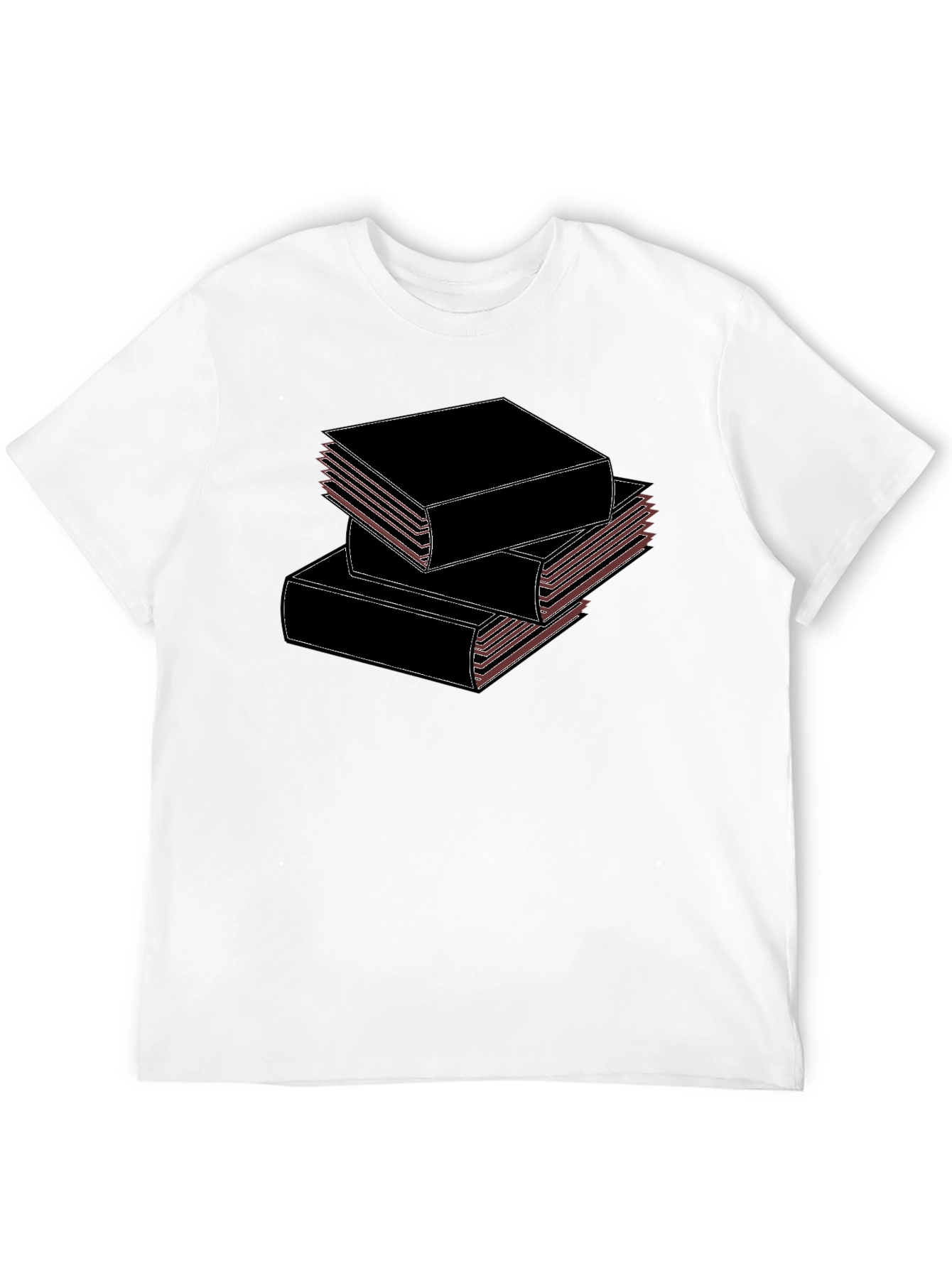 Stacked Books Black T-Shirt for Book Lovers