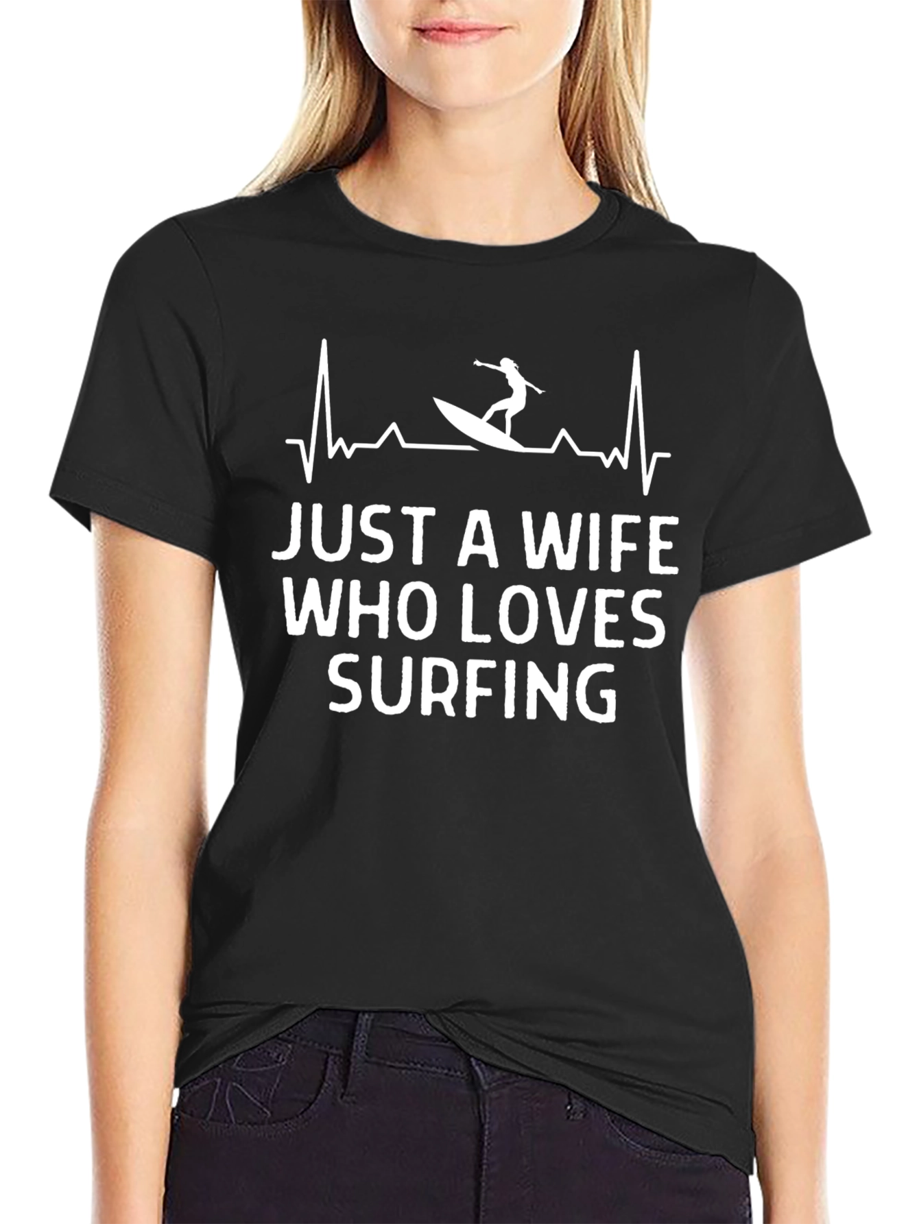 Wife Surfing T-Shirt - Heartbeat Graphic Tee