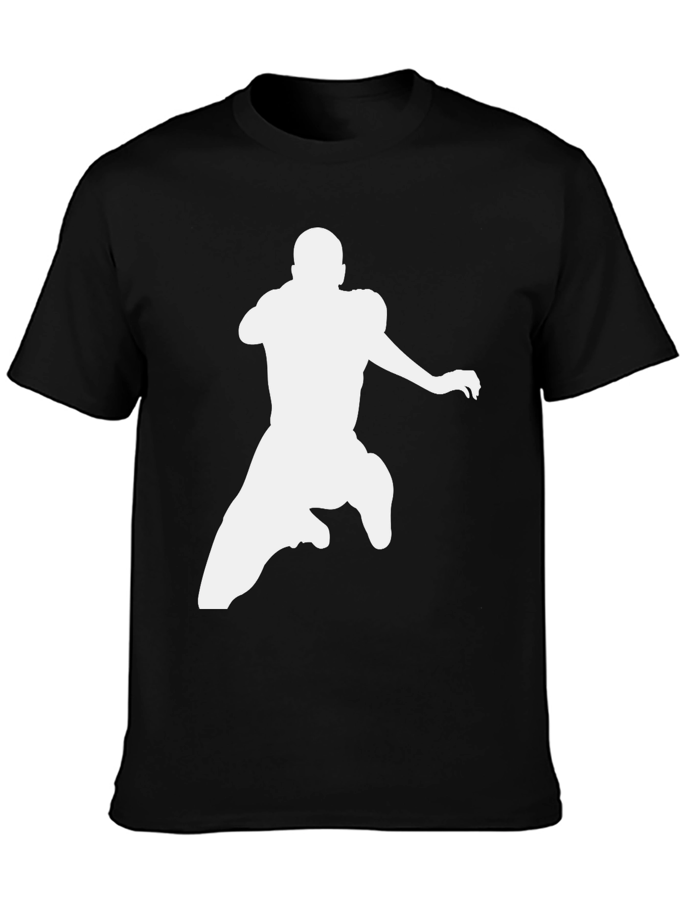 Football Silhouette Graphic Tee - Black Cotton Blend
