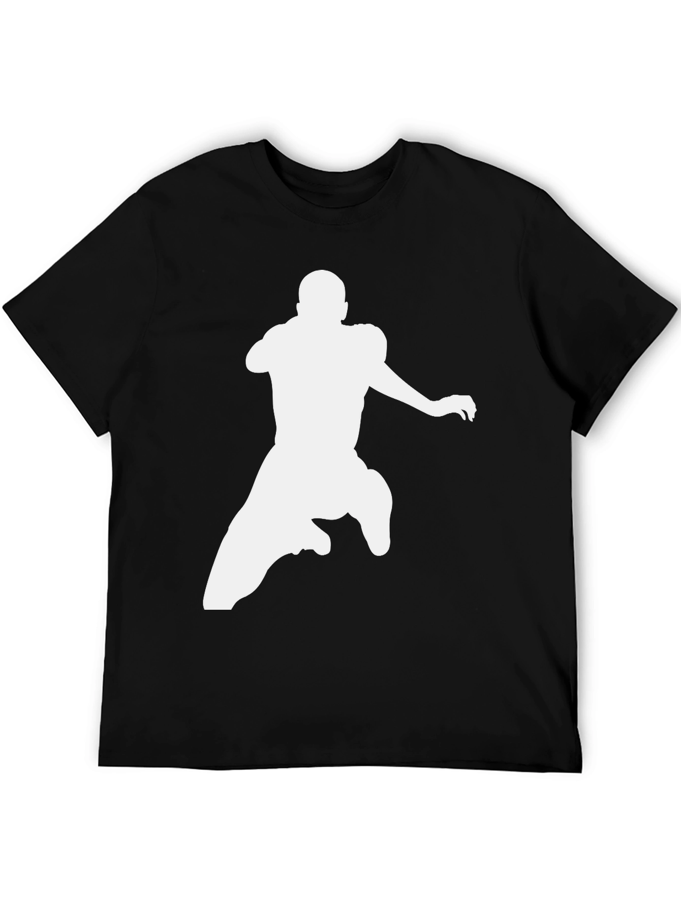 Football Silhouette Graphic Tee - Black Cotton Blend