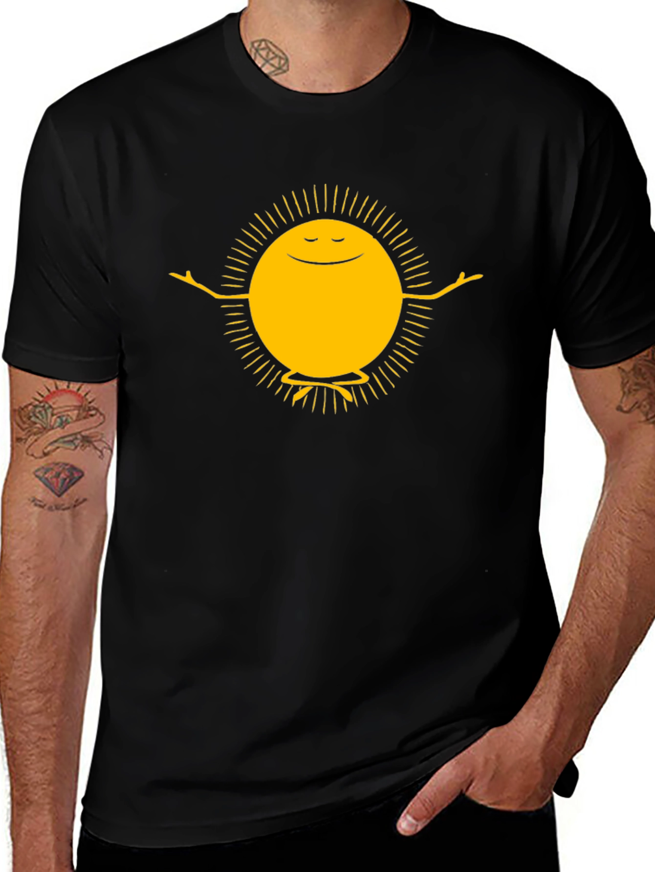 Happy Sun Graphic T-Shirt - Black Cotton Tee
