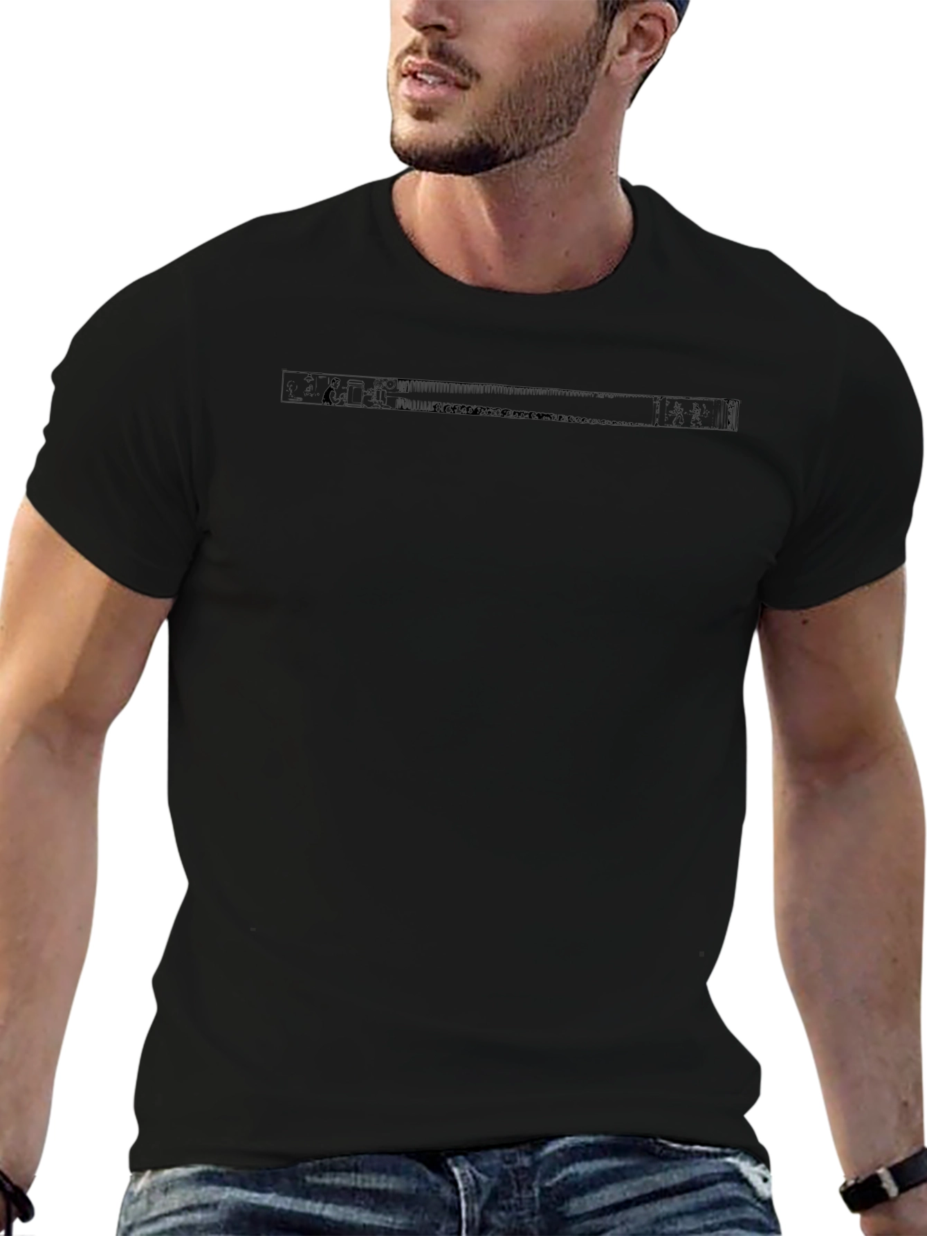 Mens Black Graphic Print T-Shirt