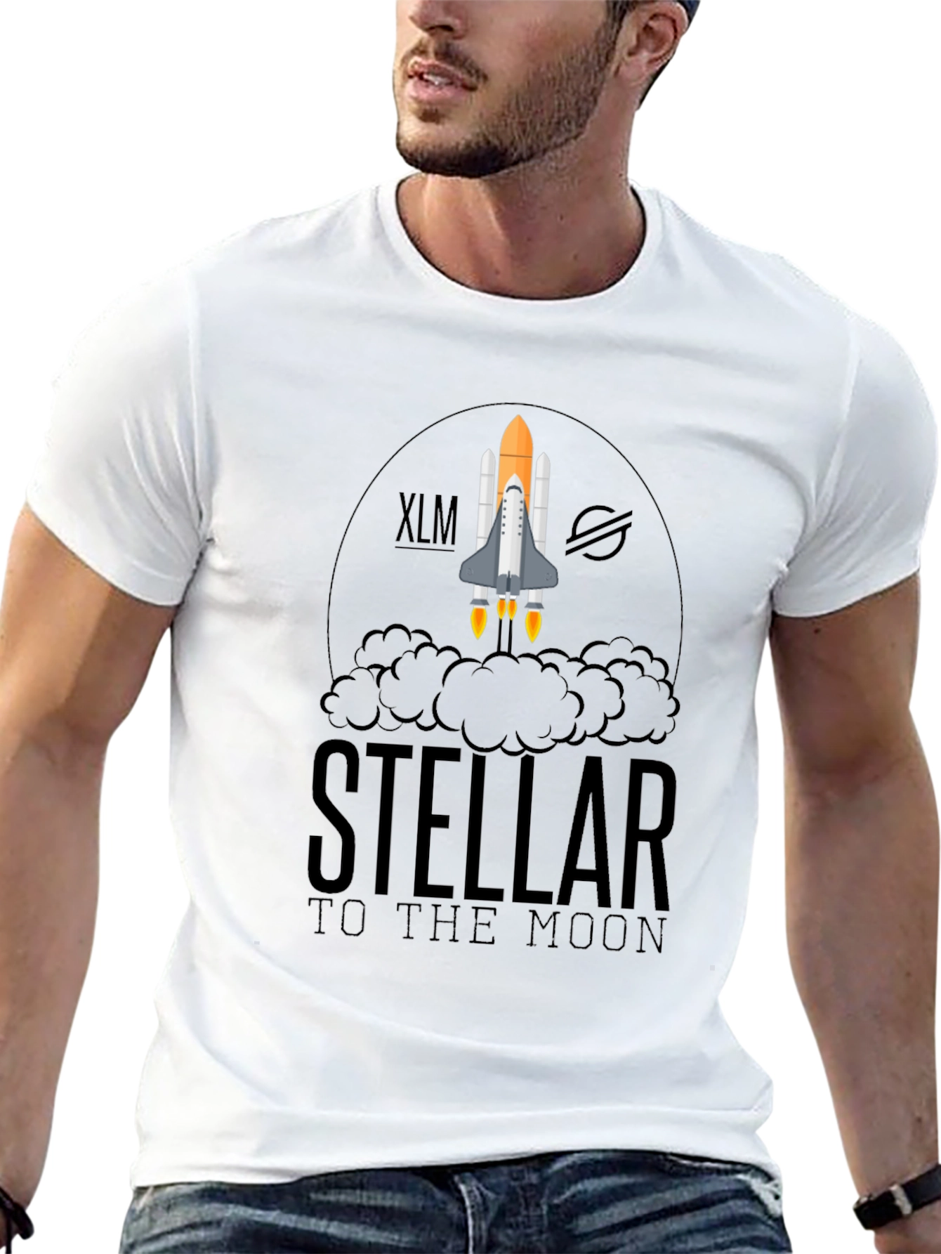 Stellar XLM to the Moon Black T-Shirt