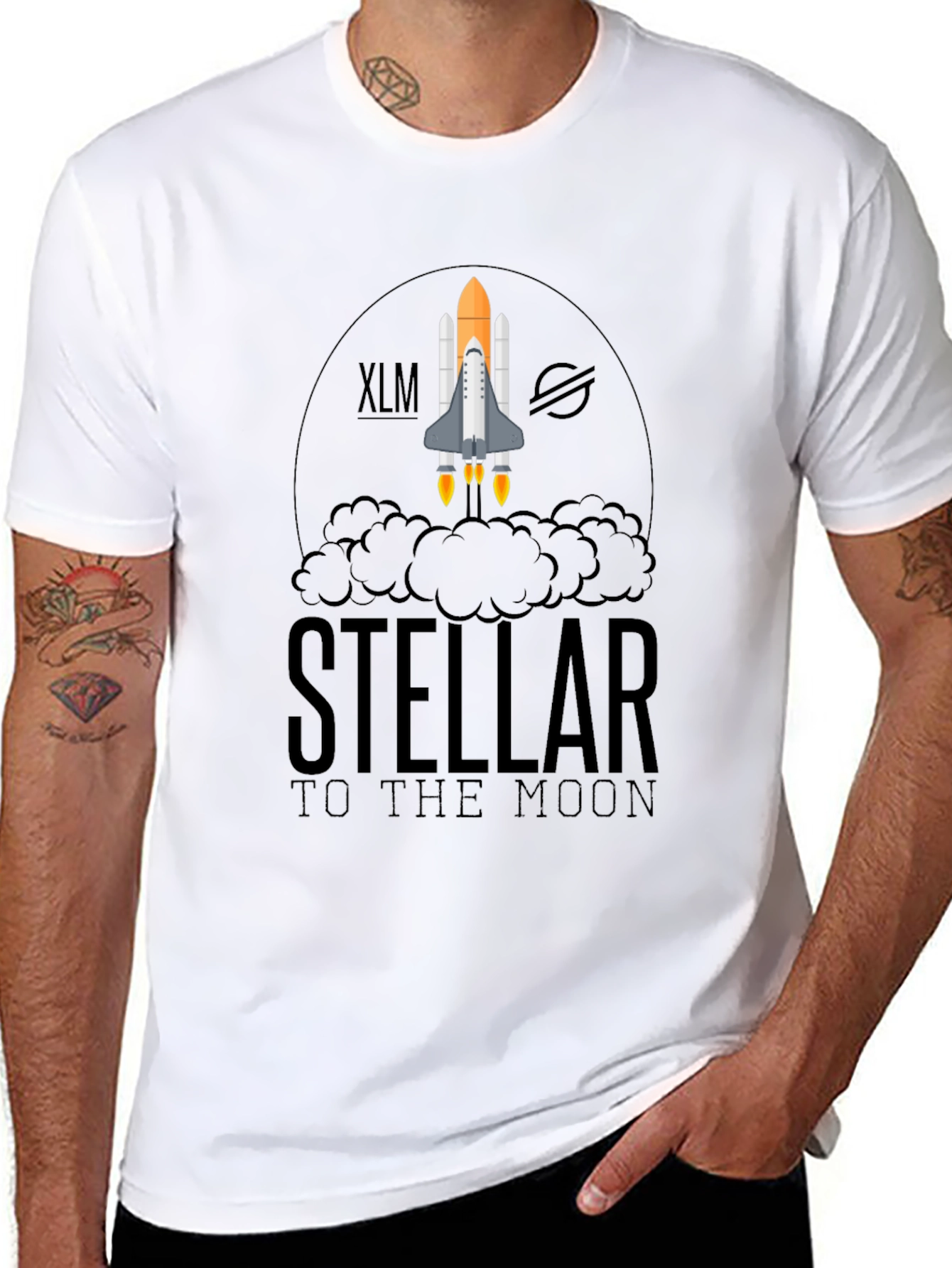 Stellar XLM to the Moon Black T-Shirt