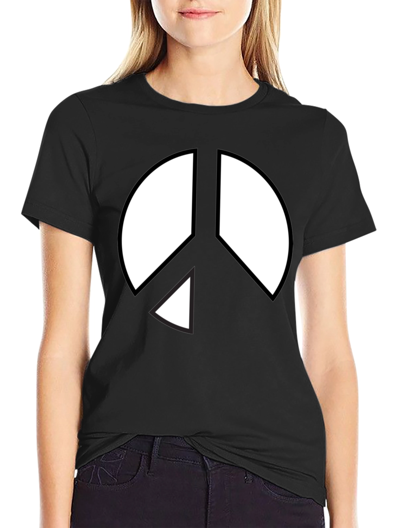 Peace Sign Graphic T-Shirt - Black