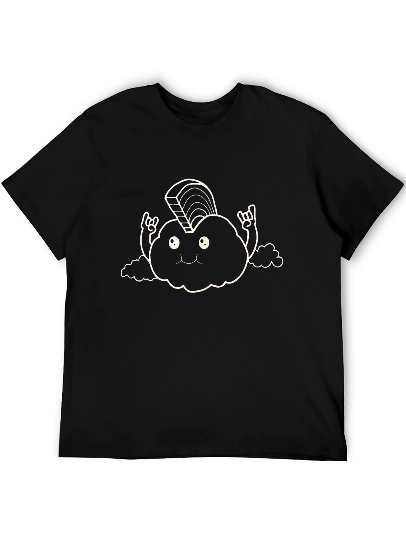Funny Cloud Rocker Graphic T-Shirt - Black Cotton Tee