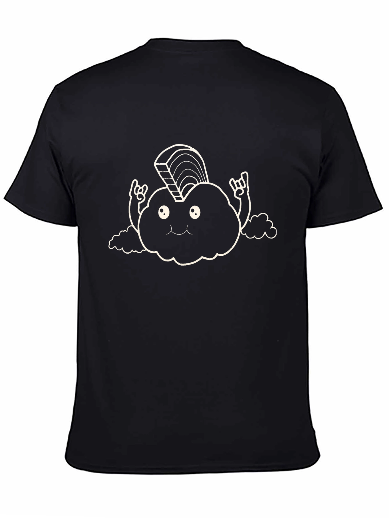 Funny Cloud Rocker Graphic T-Shirt - Black Cotton Tee