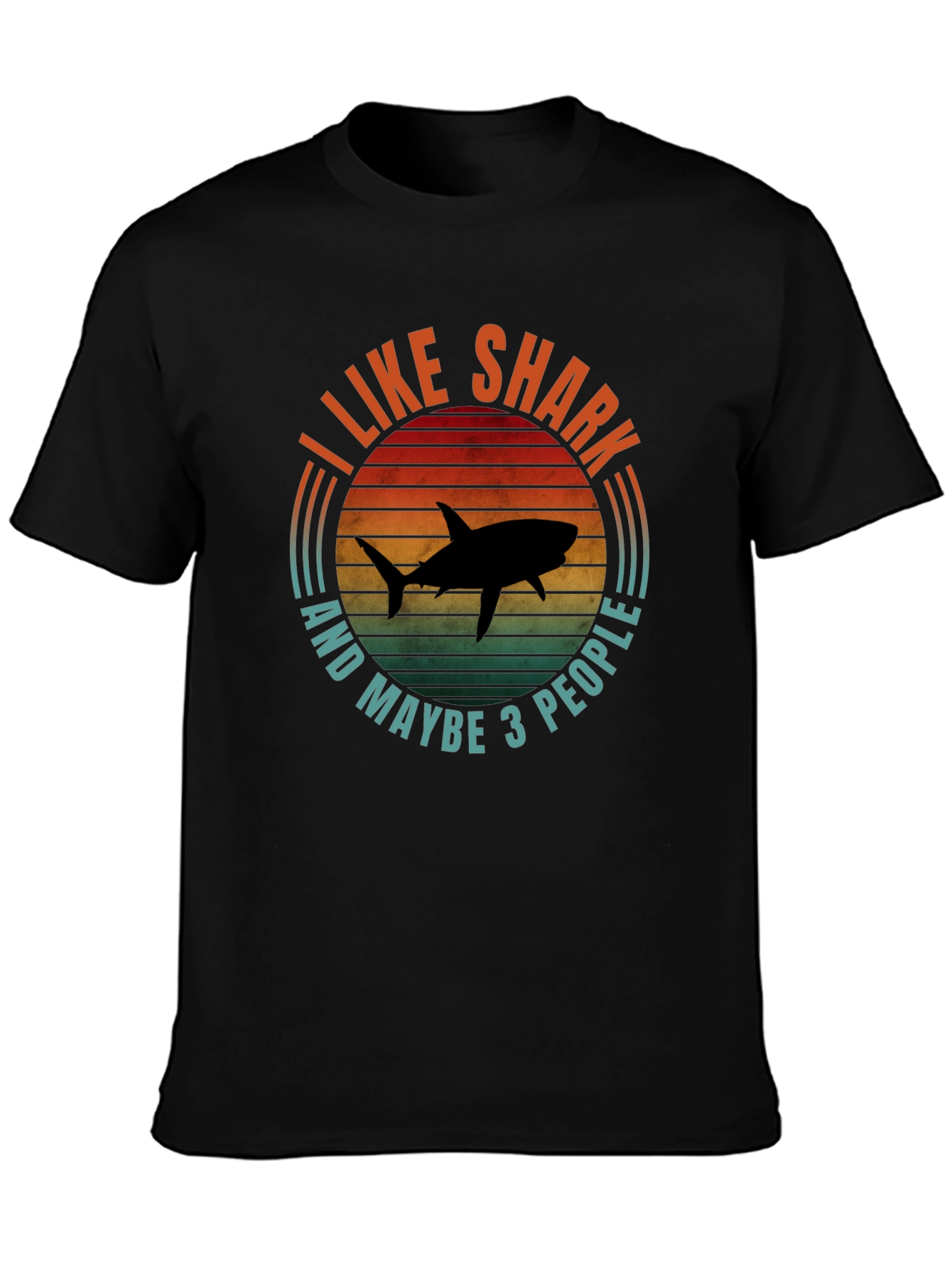 I Like Sharks and Maybe 3 People Black T-Shirt