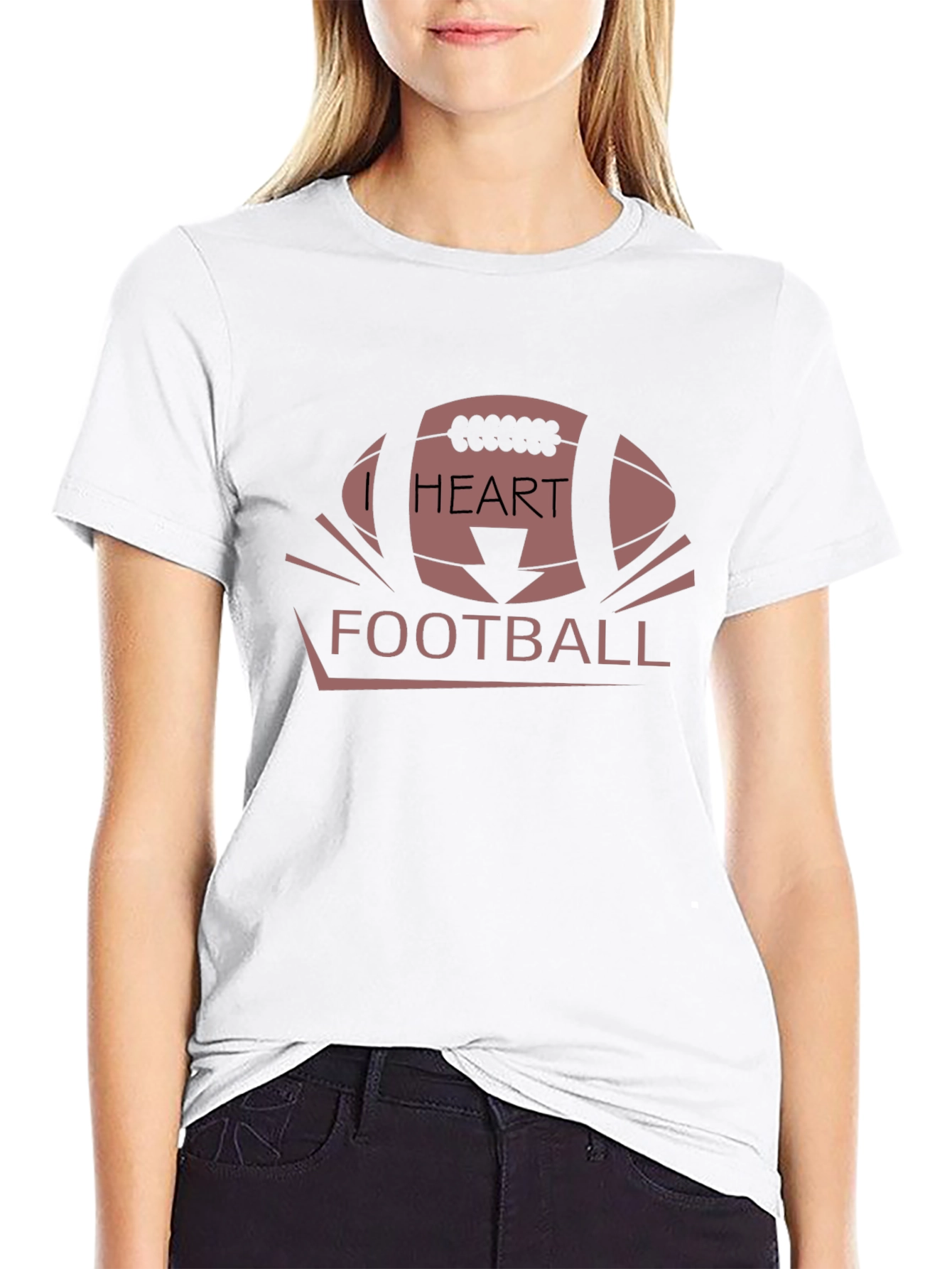 I Heart Football Graphic Tee - Black