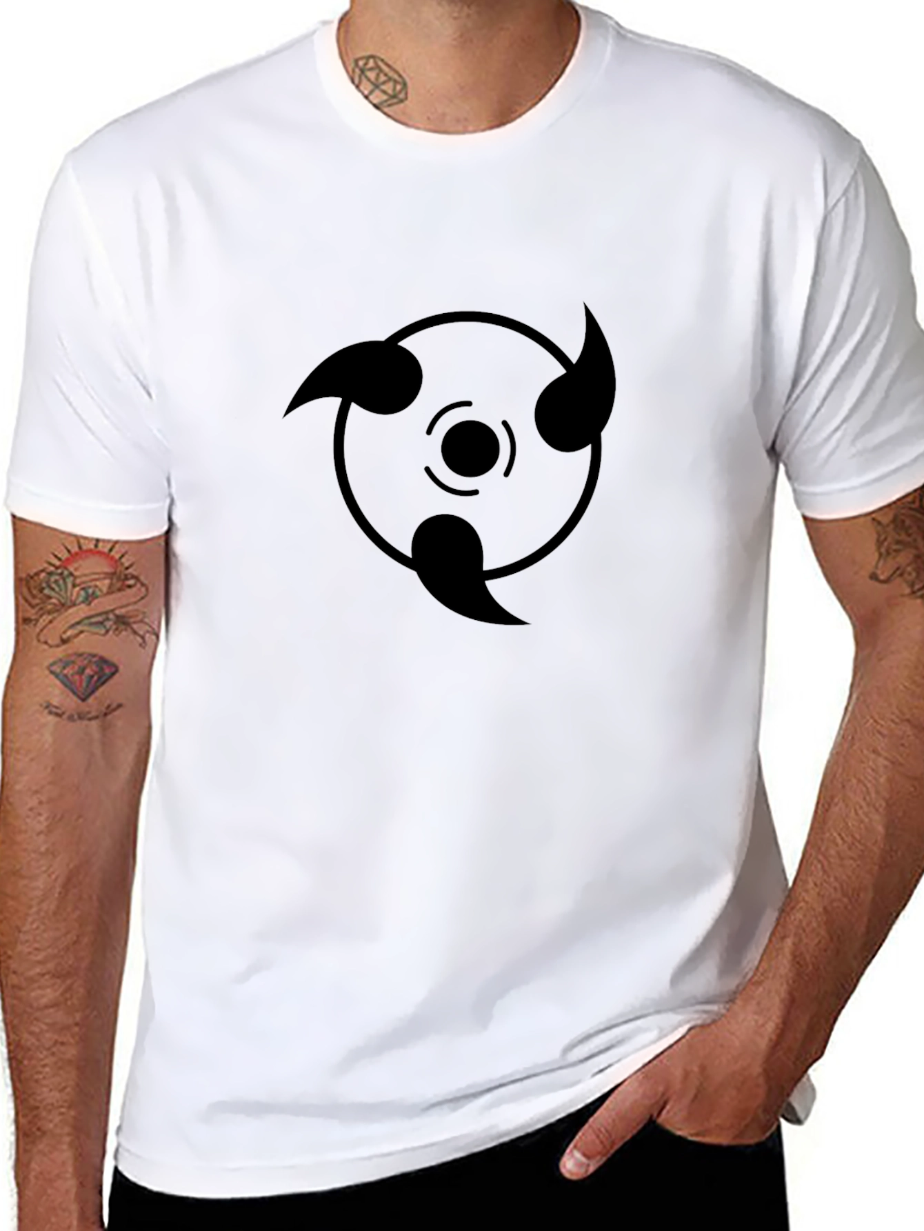 Black Rinne Sharingan Graphic Tee - Anime Inspired
