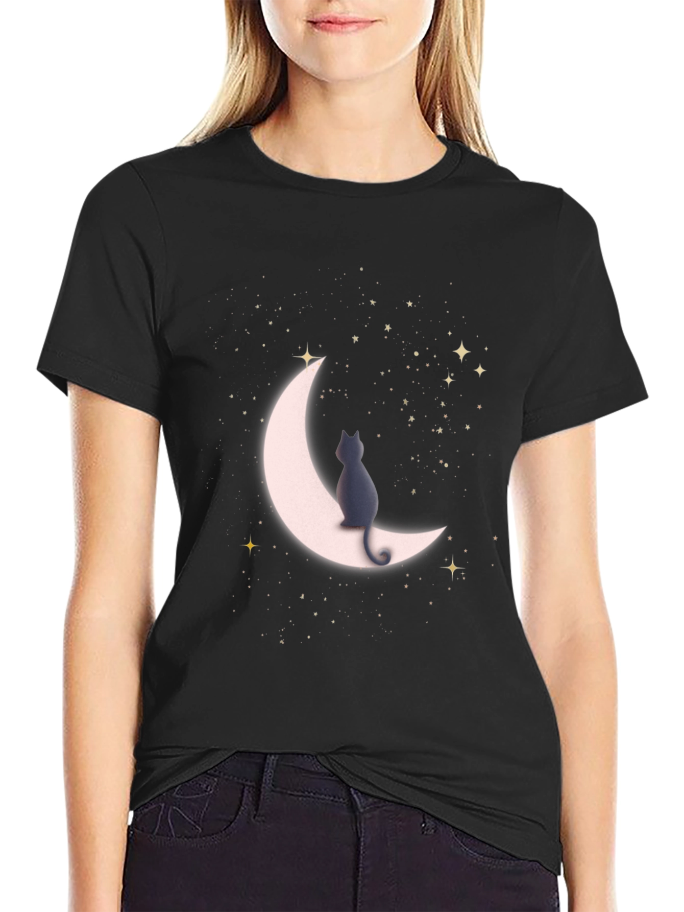 Cat On Moon T-Shirt - Stargazer Tee