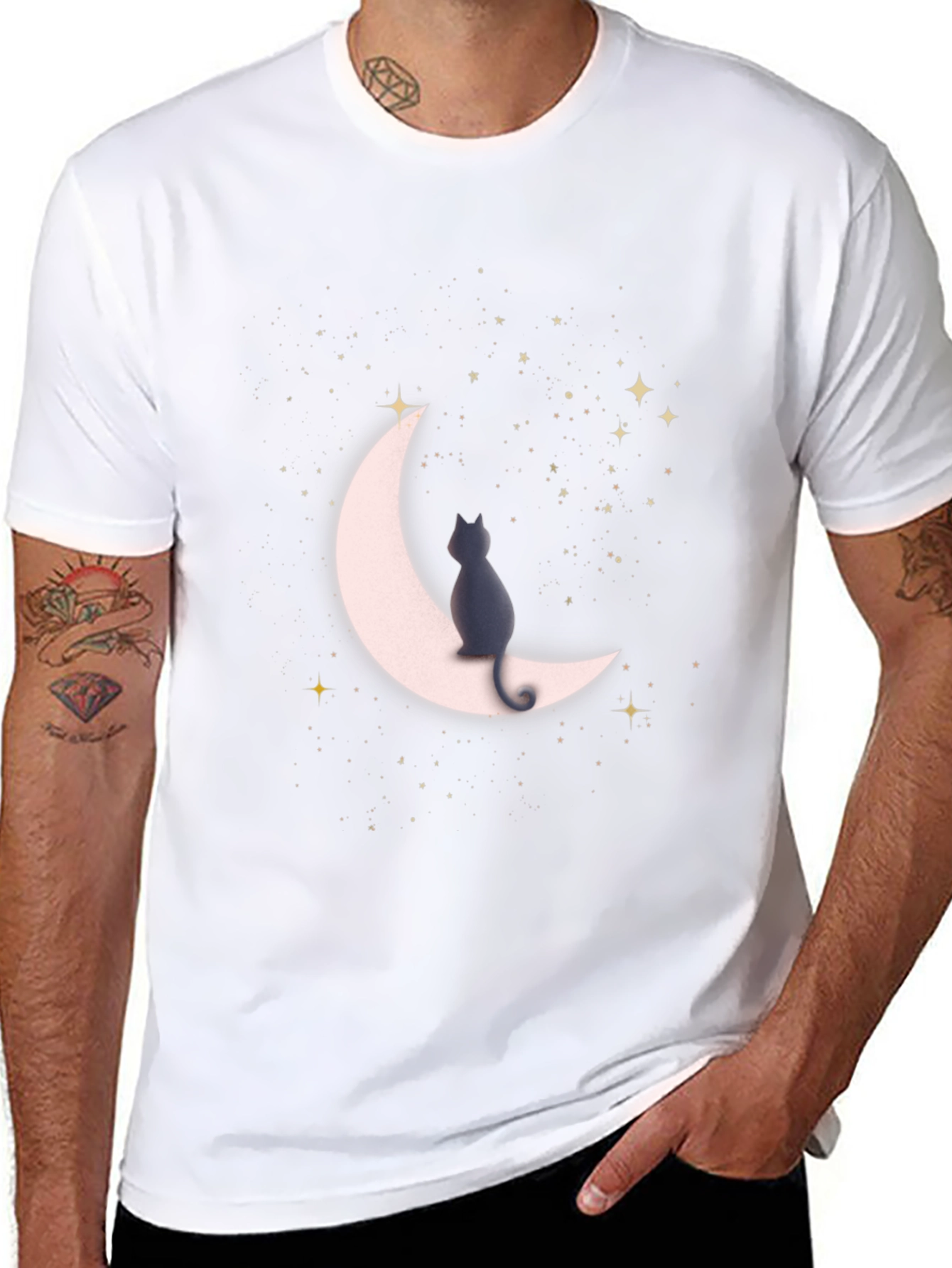 Cat On Moon T-Shirt - Stargazer Tee