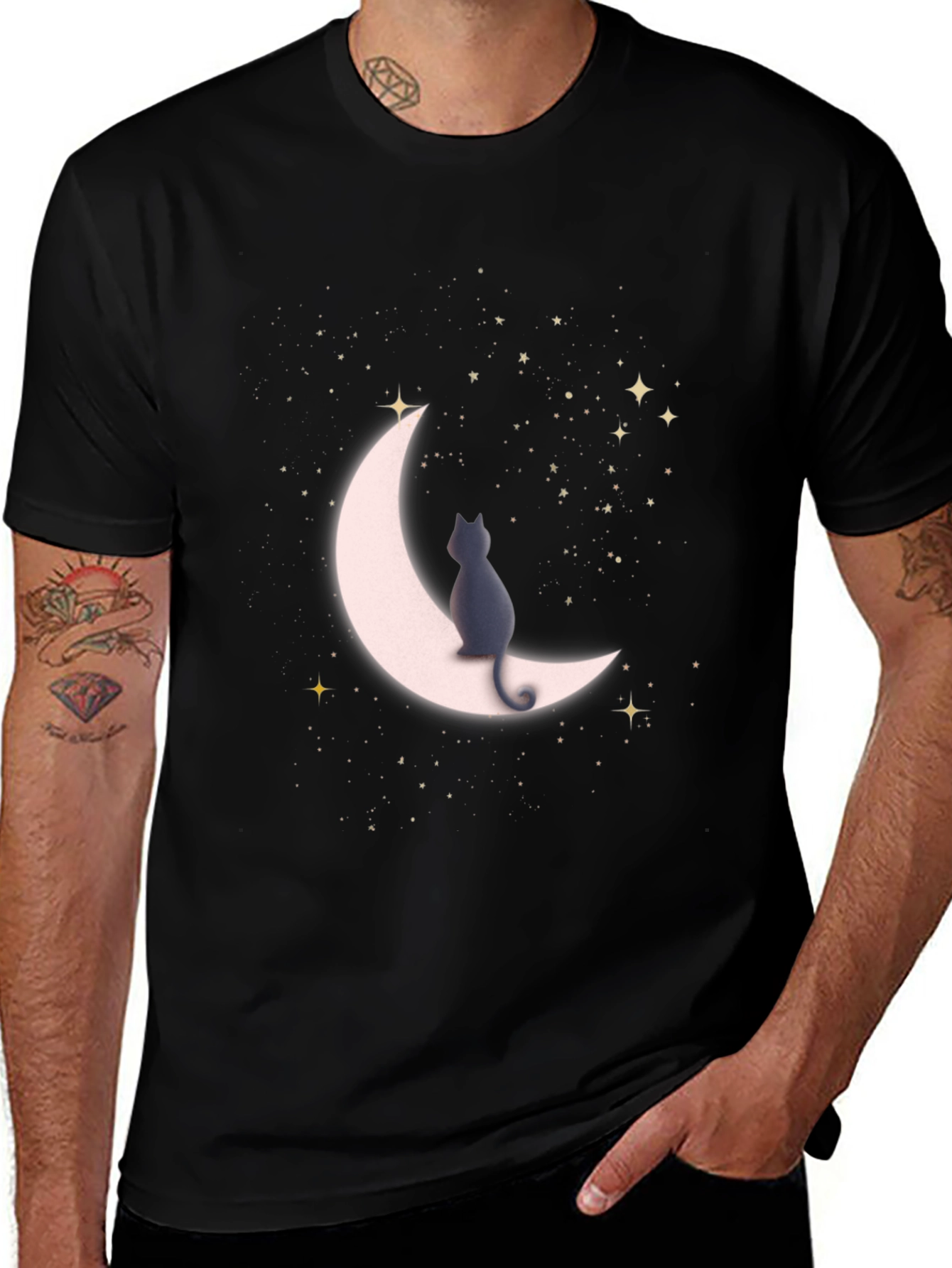 Cat On Moon T-Shirt - Stargazer Tee