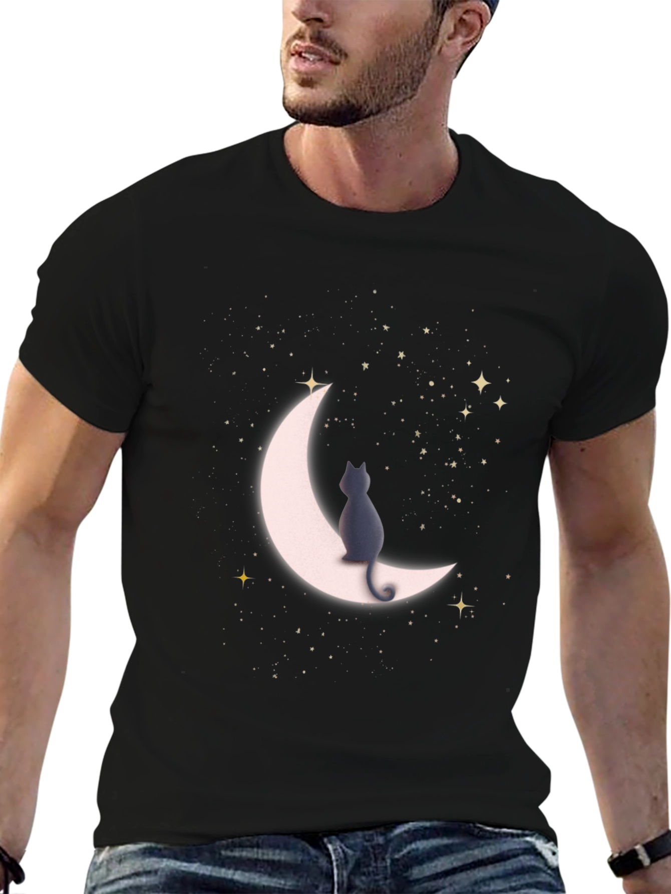 Cat On Moon T-Shirt - Stargazer Tee