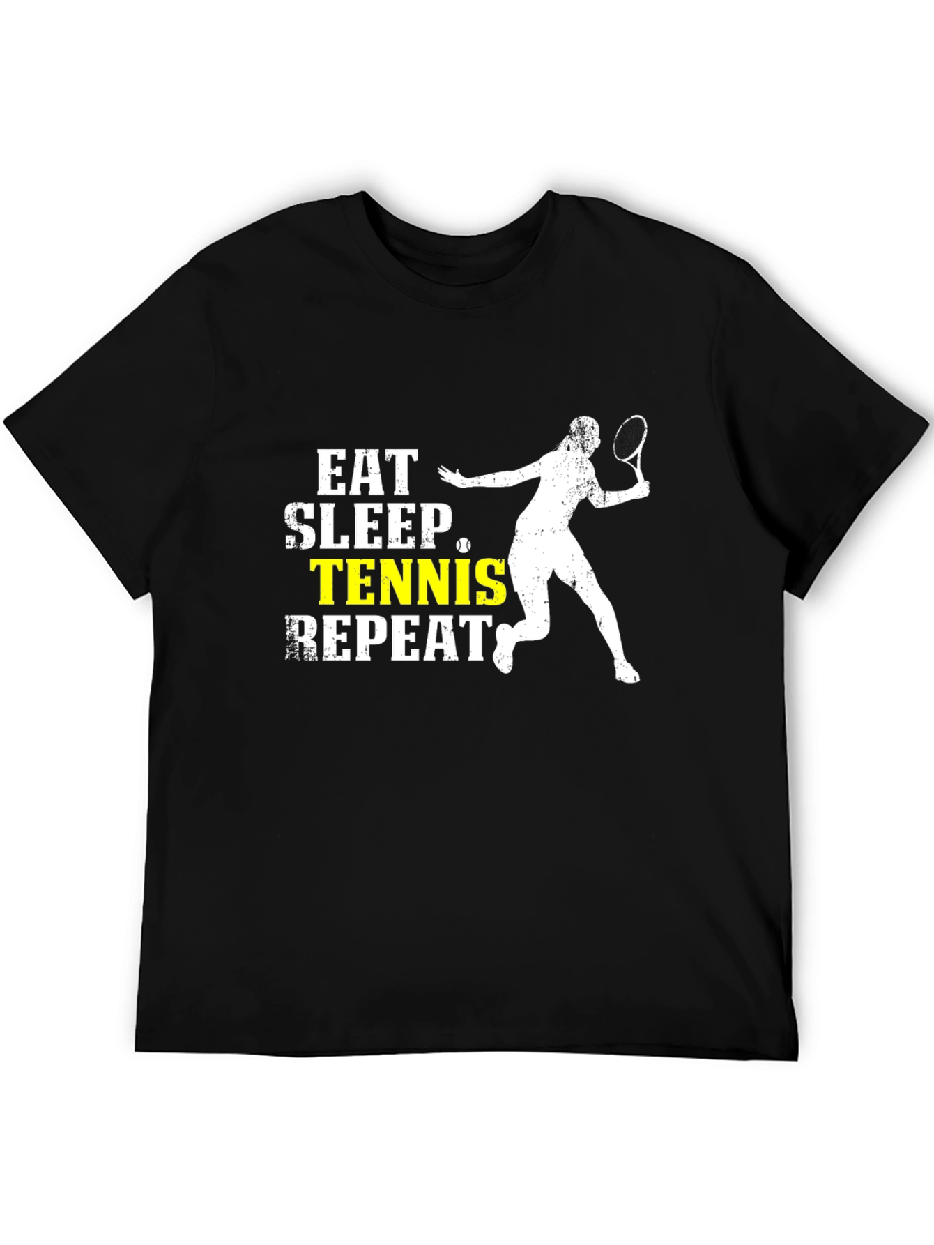 Eat Sleep Tennis Repeat Black T-Shirt
