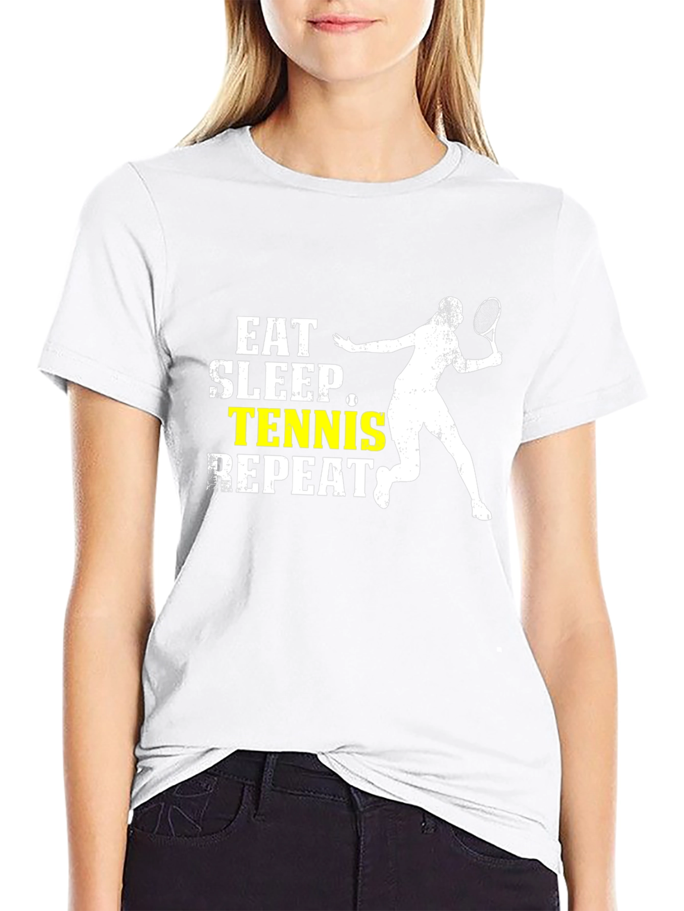 Eat Sleep Tennis Repeat Black T-Shirt