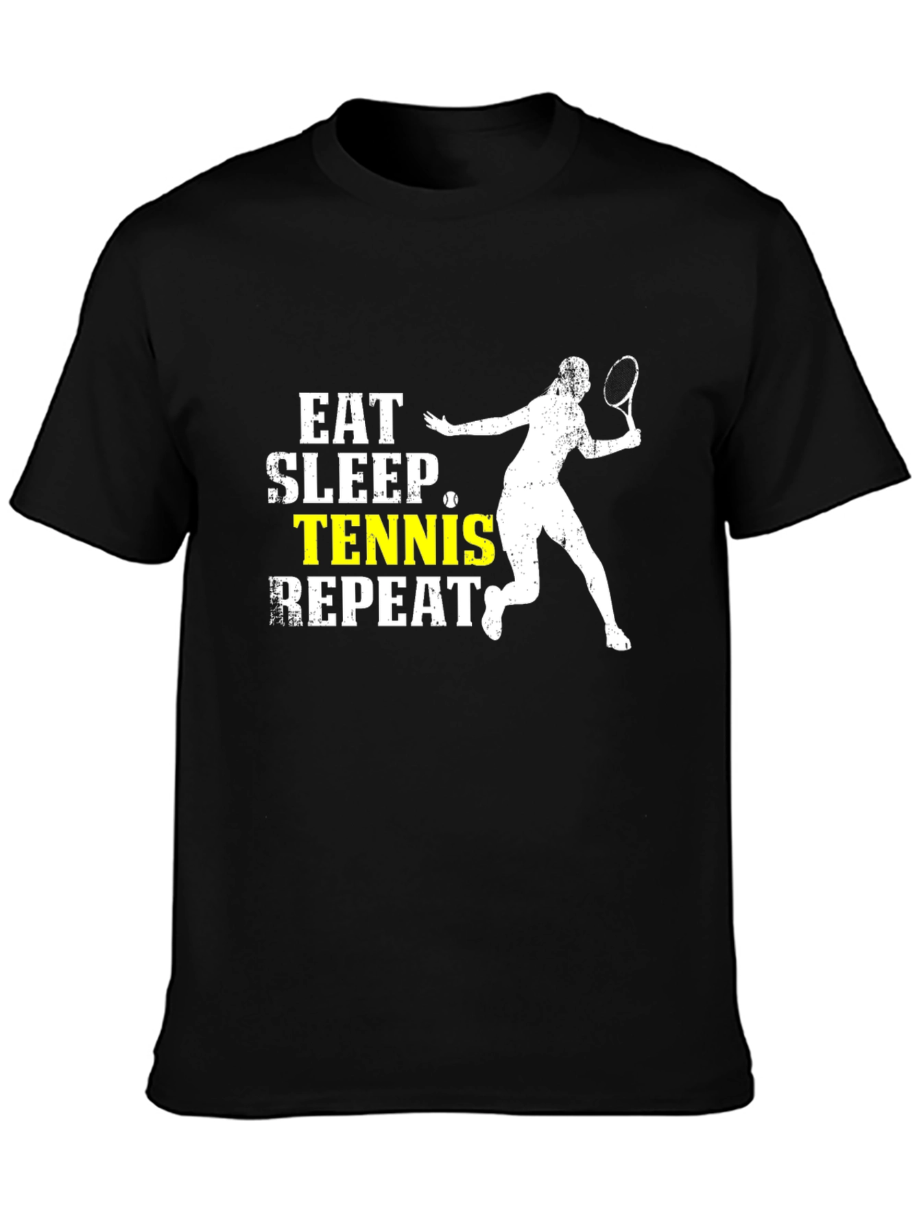 Eat Sleep Tennis Repeat Black T-Shirt