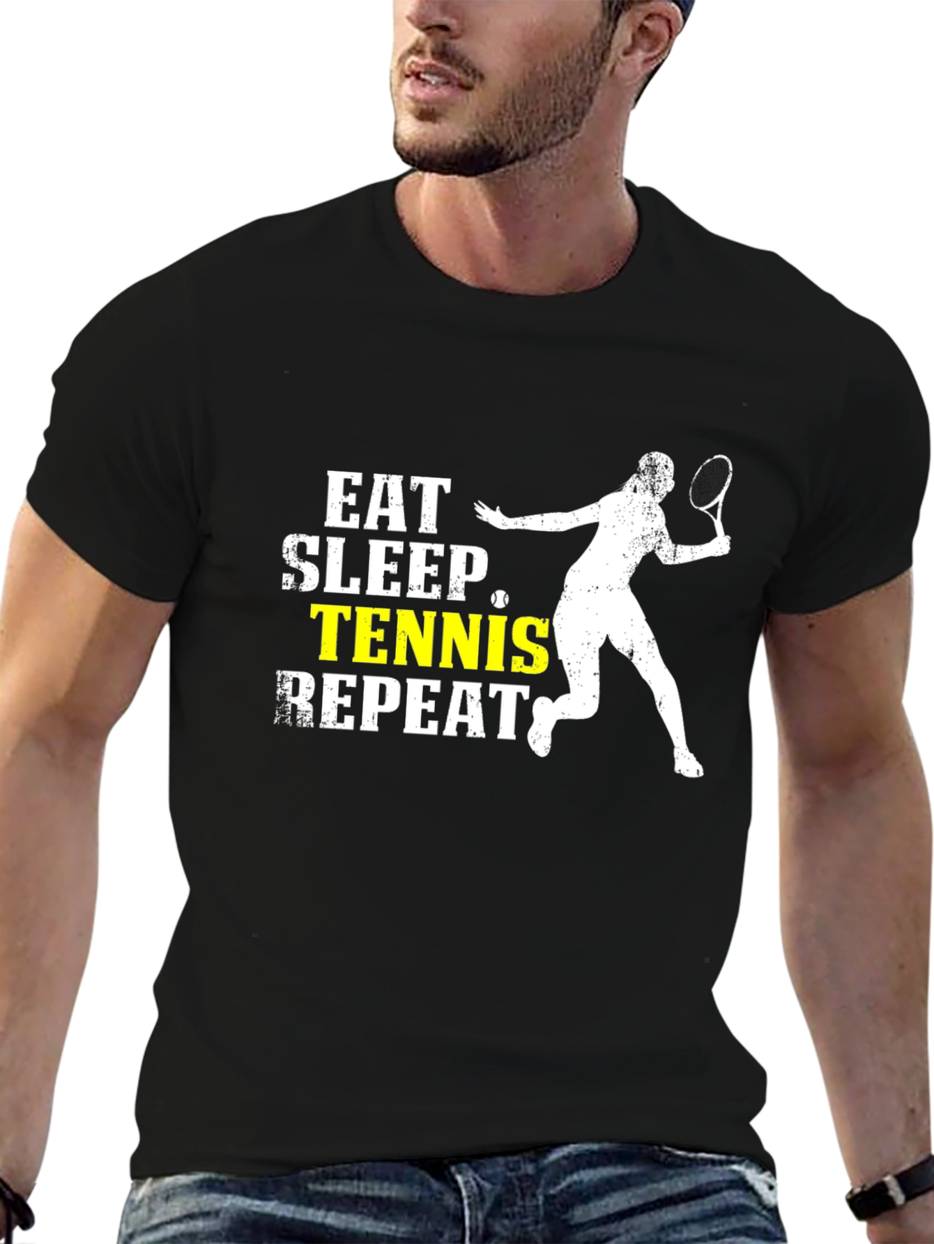 Eat Sleep Tennis Repeat Black T-Shirt