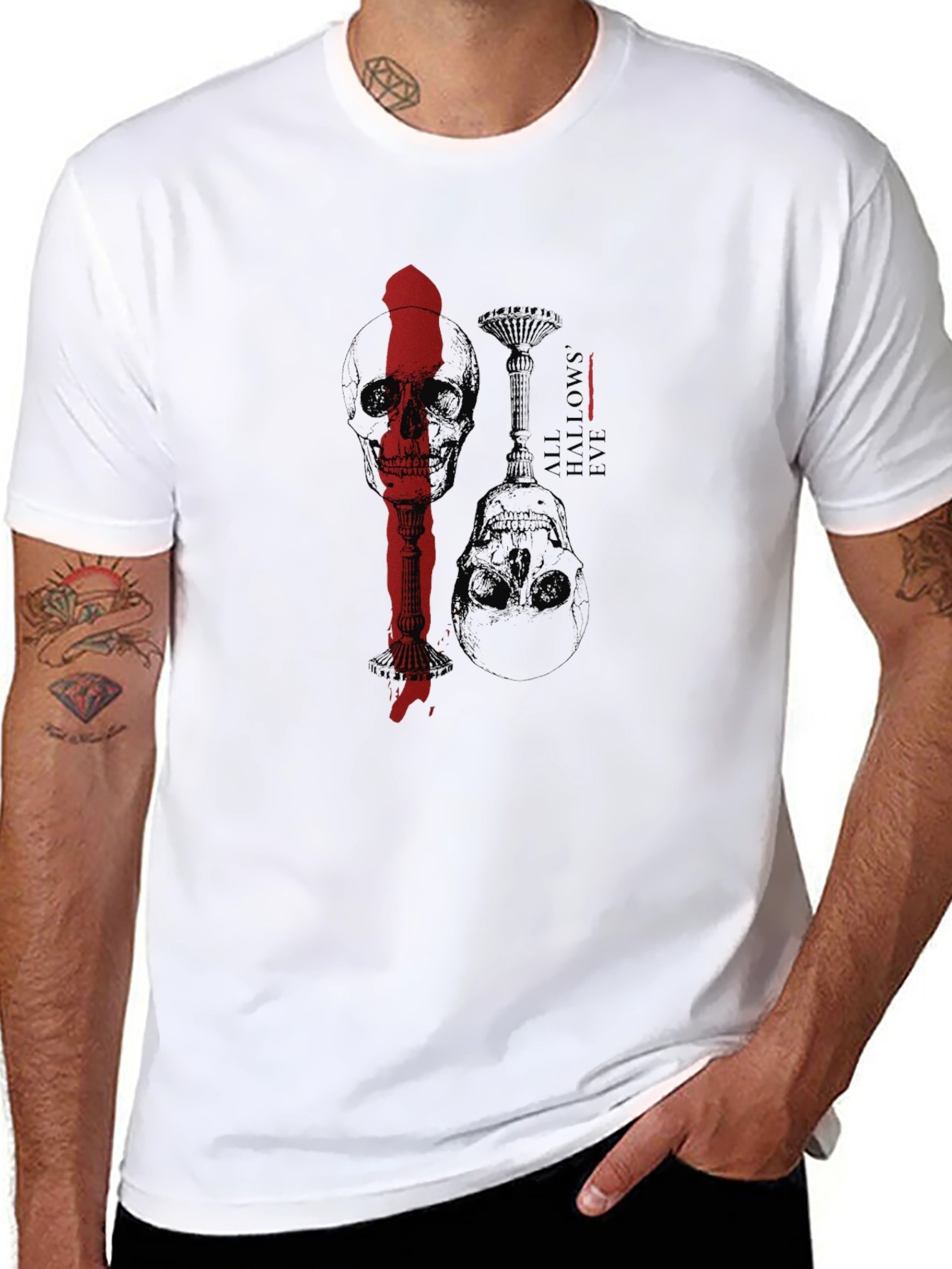 Skull & Candlestick Graphic T-Shirt - All Hallows Eve