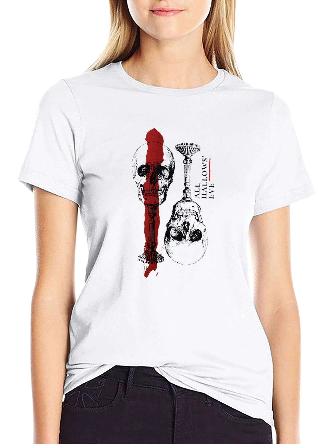 Skull & Candlestick Graphic T-Shirt - All Hallows Eve