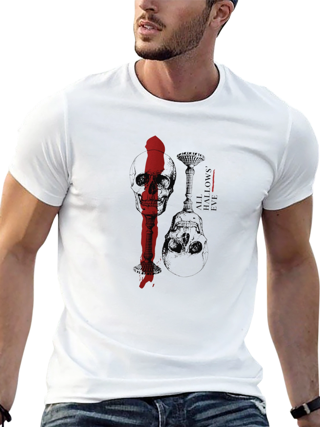 Skull & Candlestick Graphic T-Shirt - All Hallows Eve