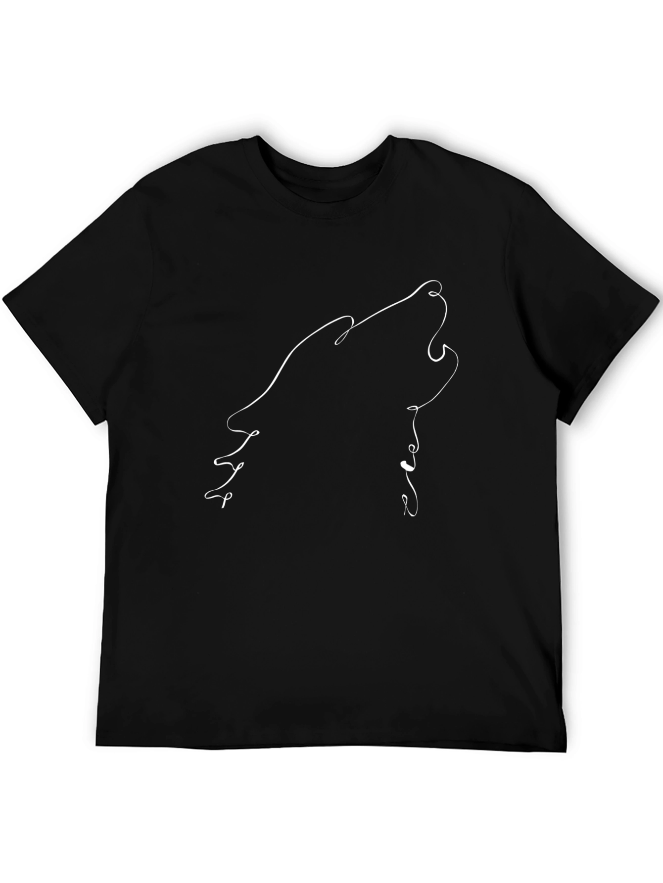 Mens Black Wolf Outline Graphic Tee
