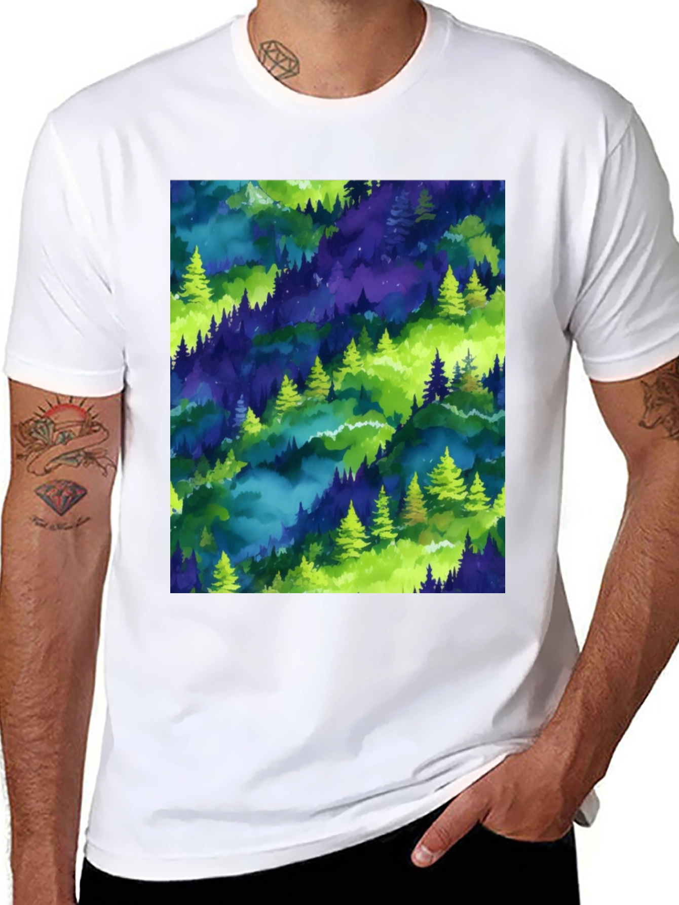 Nature Print Crew Neck T-Shirt