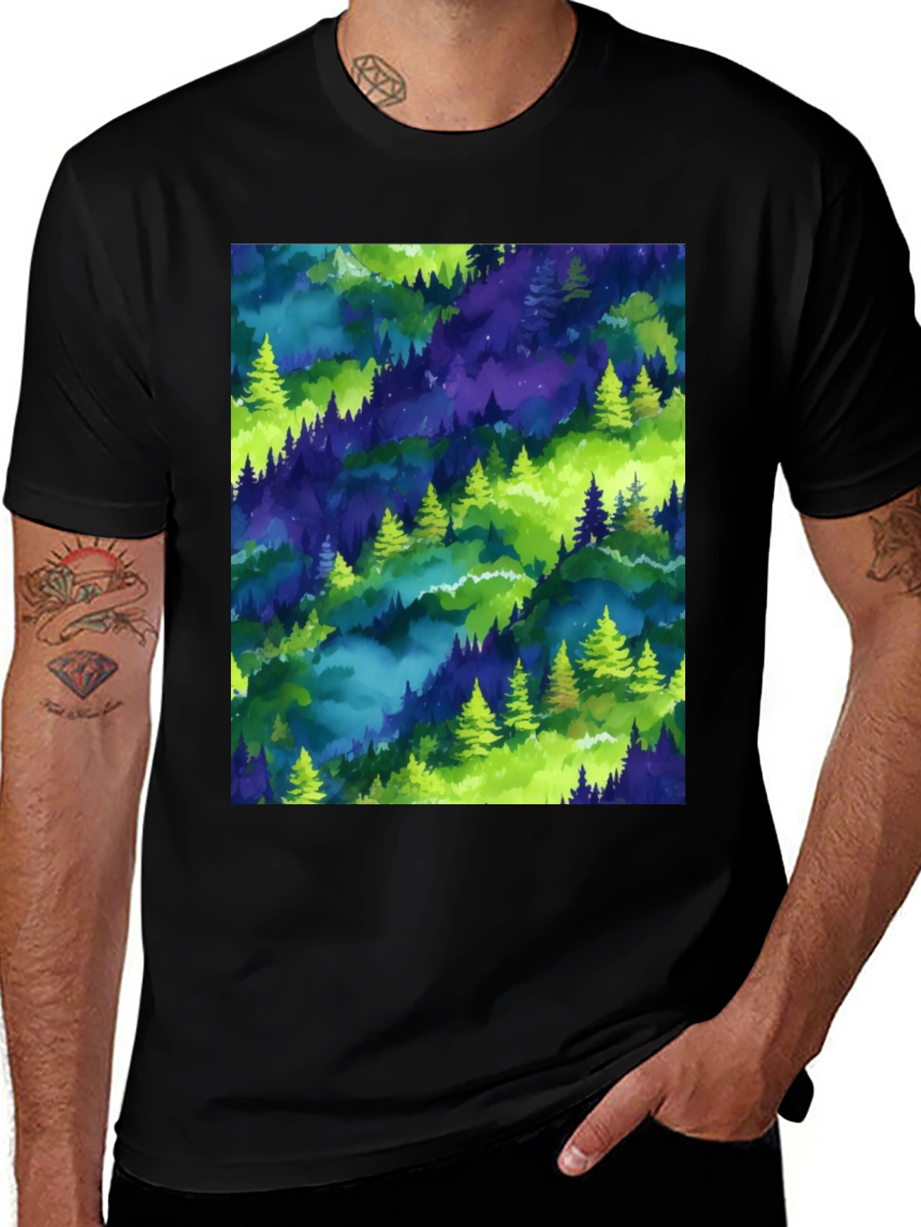Nature Print Crew Neck T-Shirt