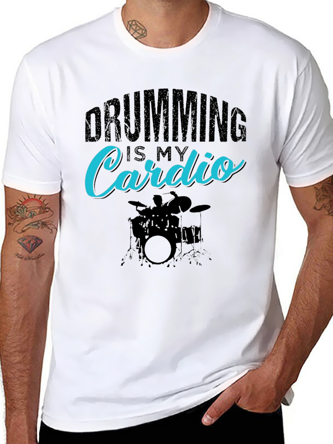 Drumming is My Cardio Black T-Shirt