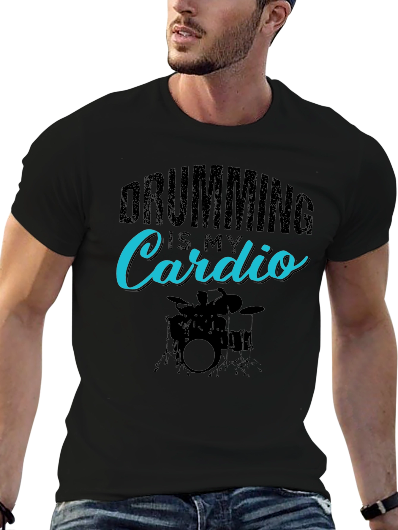 Drumming is My Cardio Black T-Shirt