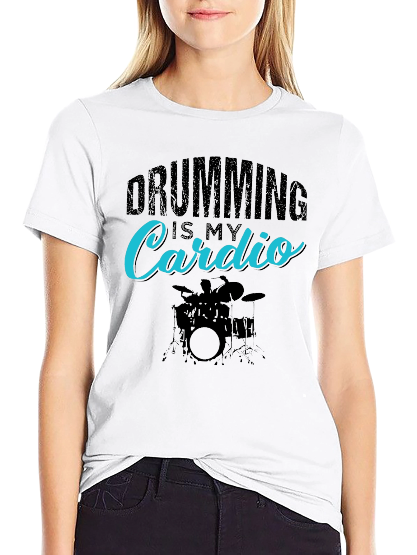 Drumming is My Cardio Black T-Shirt