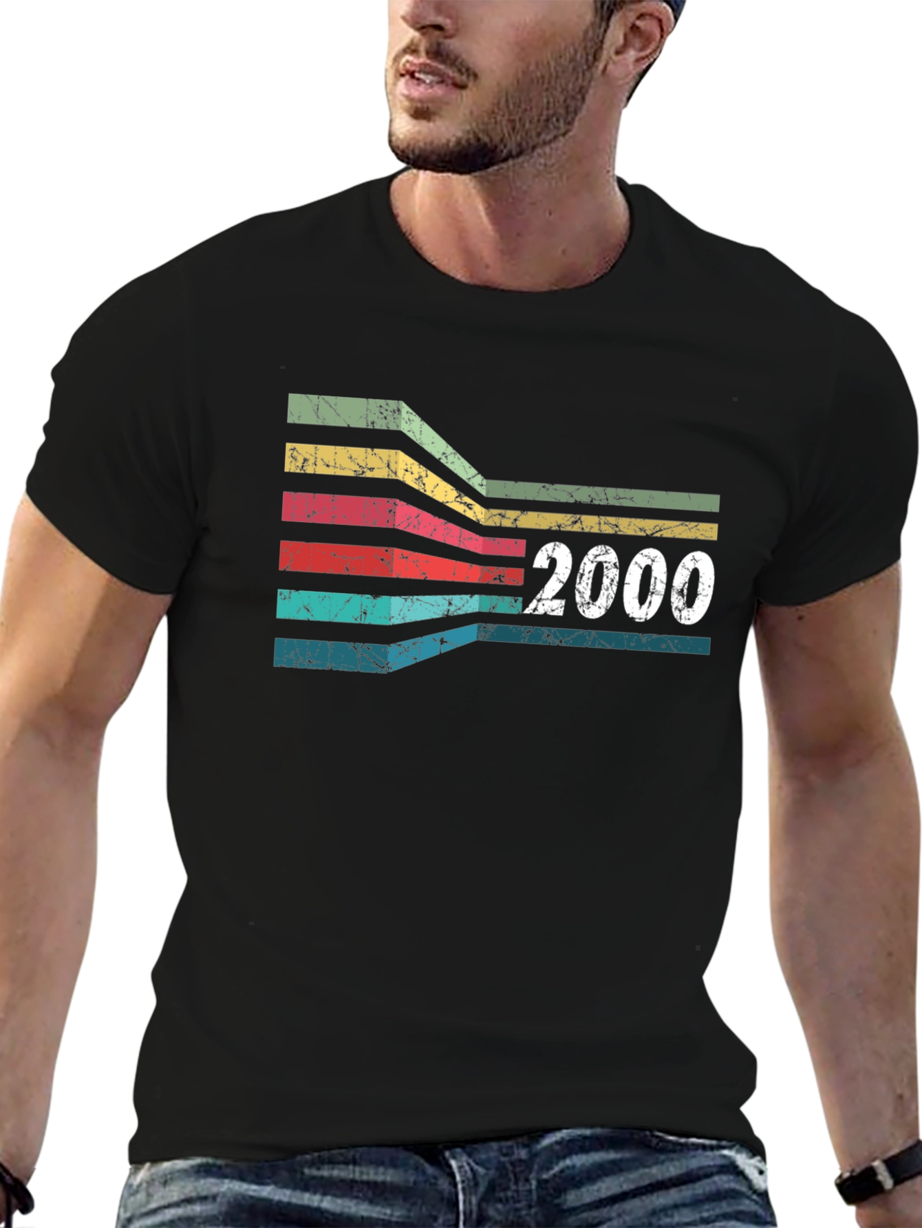 Retro 2000 Striped Graphic T-Shirt