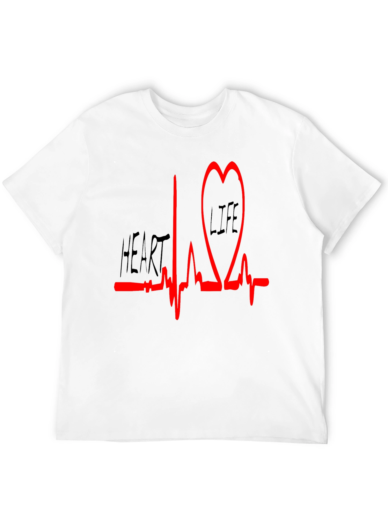Heartbeat LIFE Graphic Tee - Casual Black T-Shirt