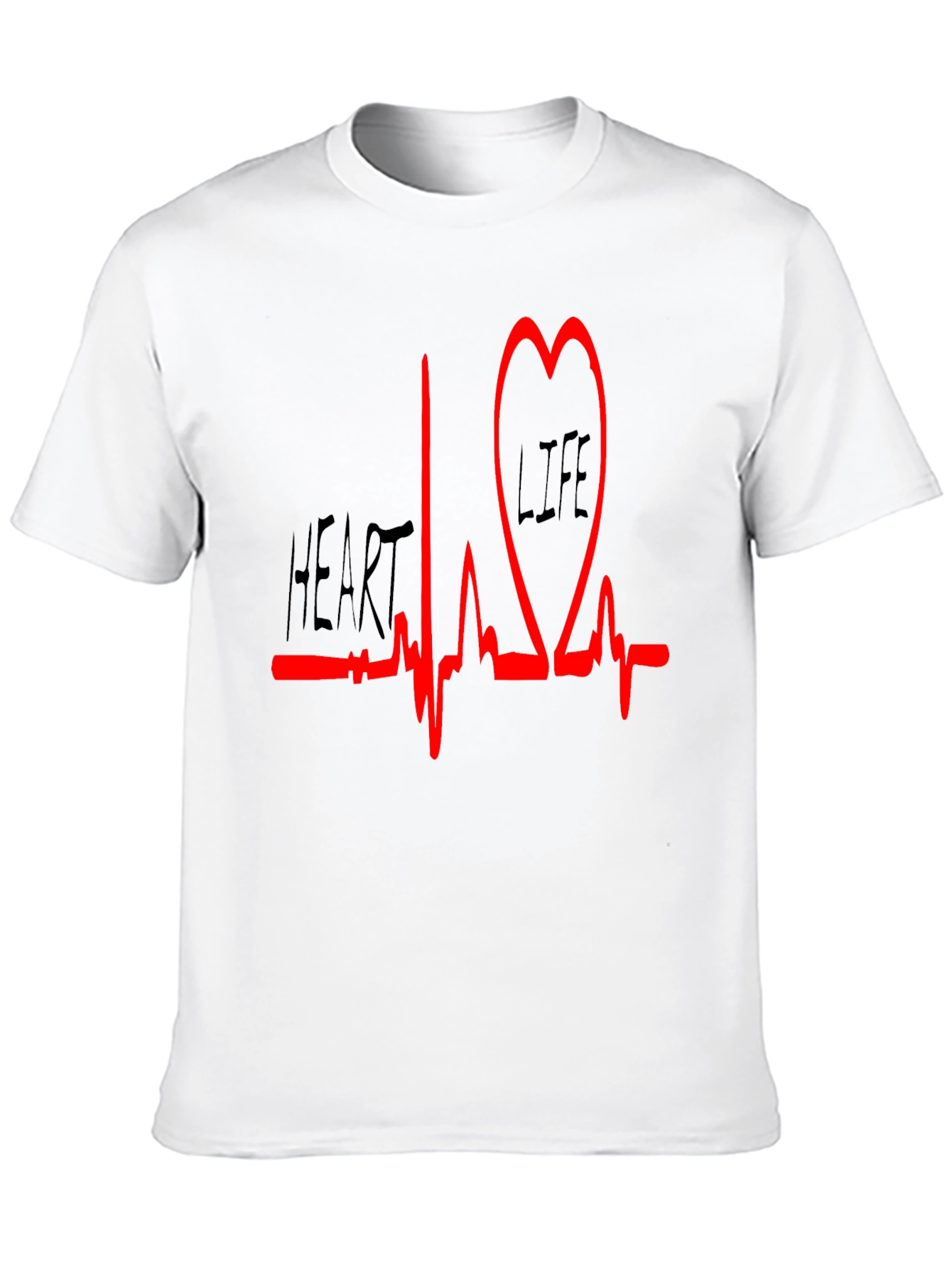 Heartbeat LIFE Graphic Tee - Casual Black T-Shirt