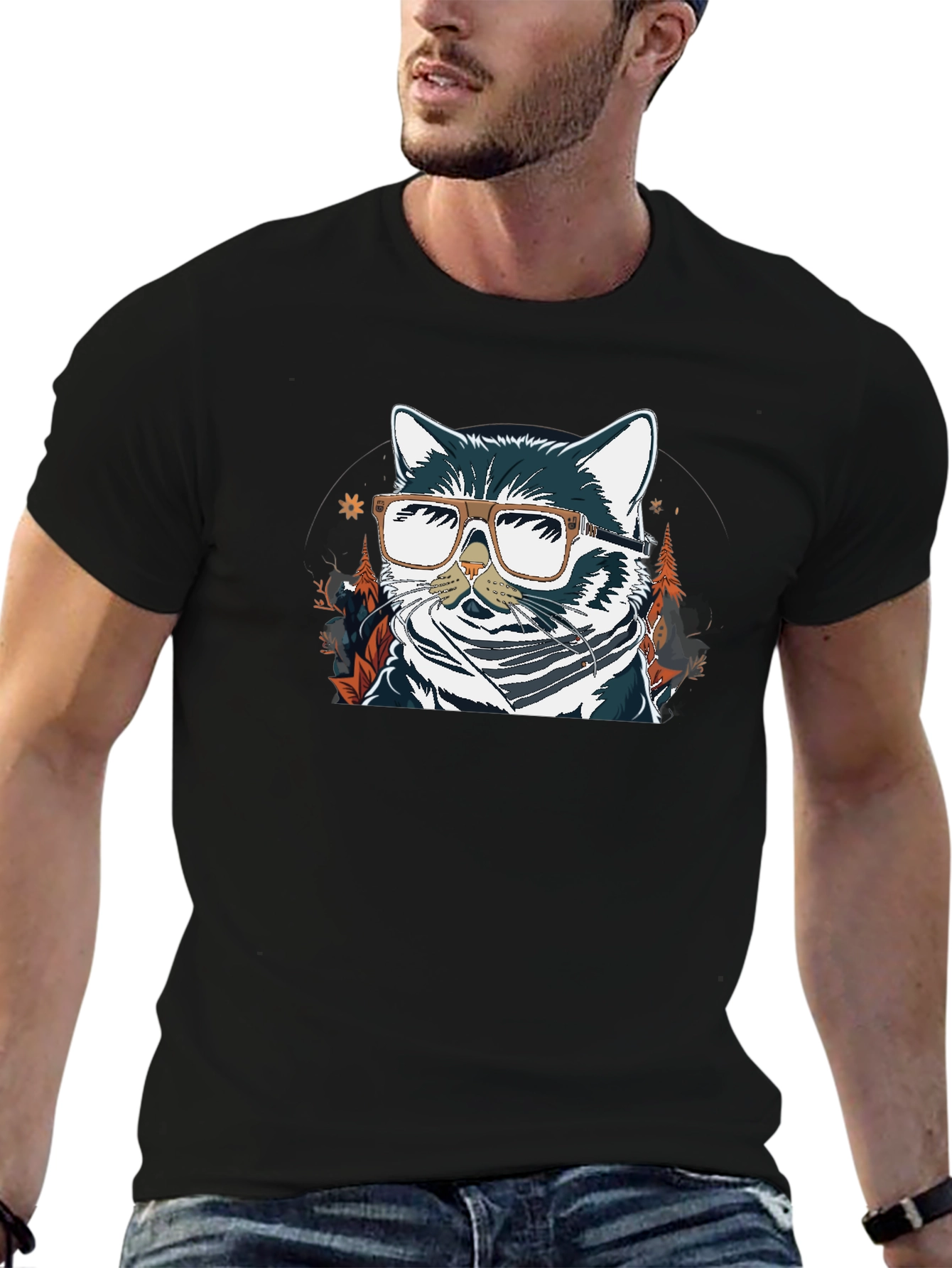 Cool Cat Graphic T-Shirt - Black