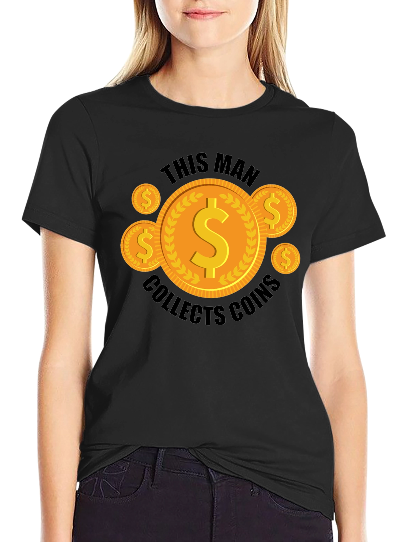 Coin Collector Graphic Tee - Black Casual T-Shirt