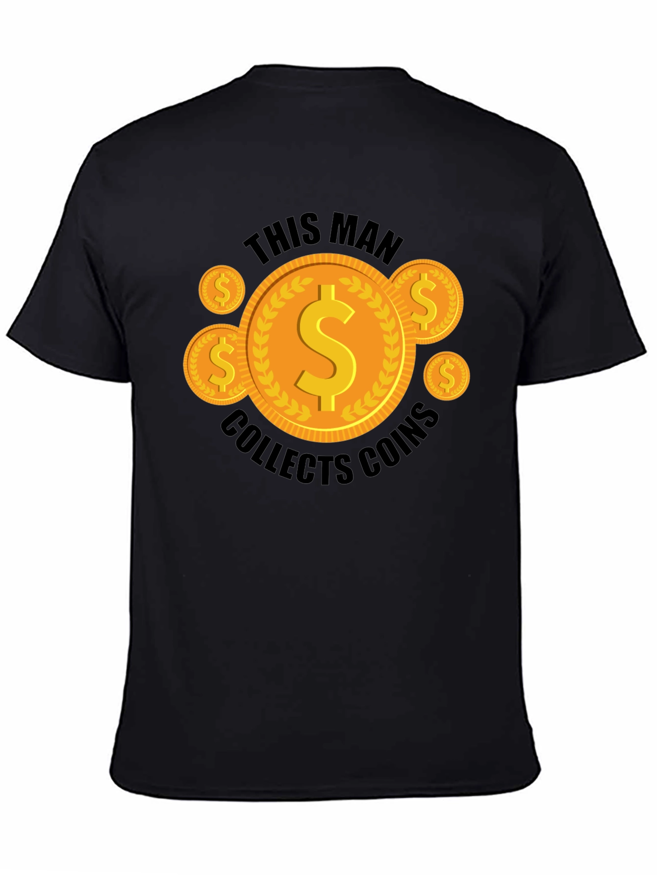 Coin Collector Graphic Tee - Black Casual T-Shirt