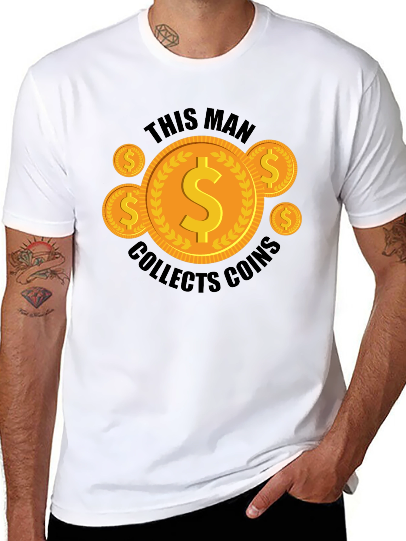 Coin Collector Graphic Tee - Black Casual T-Shirt
