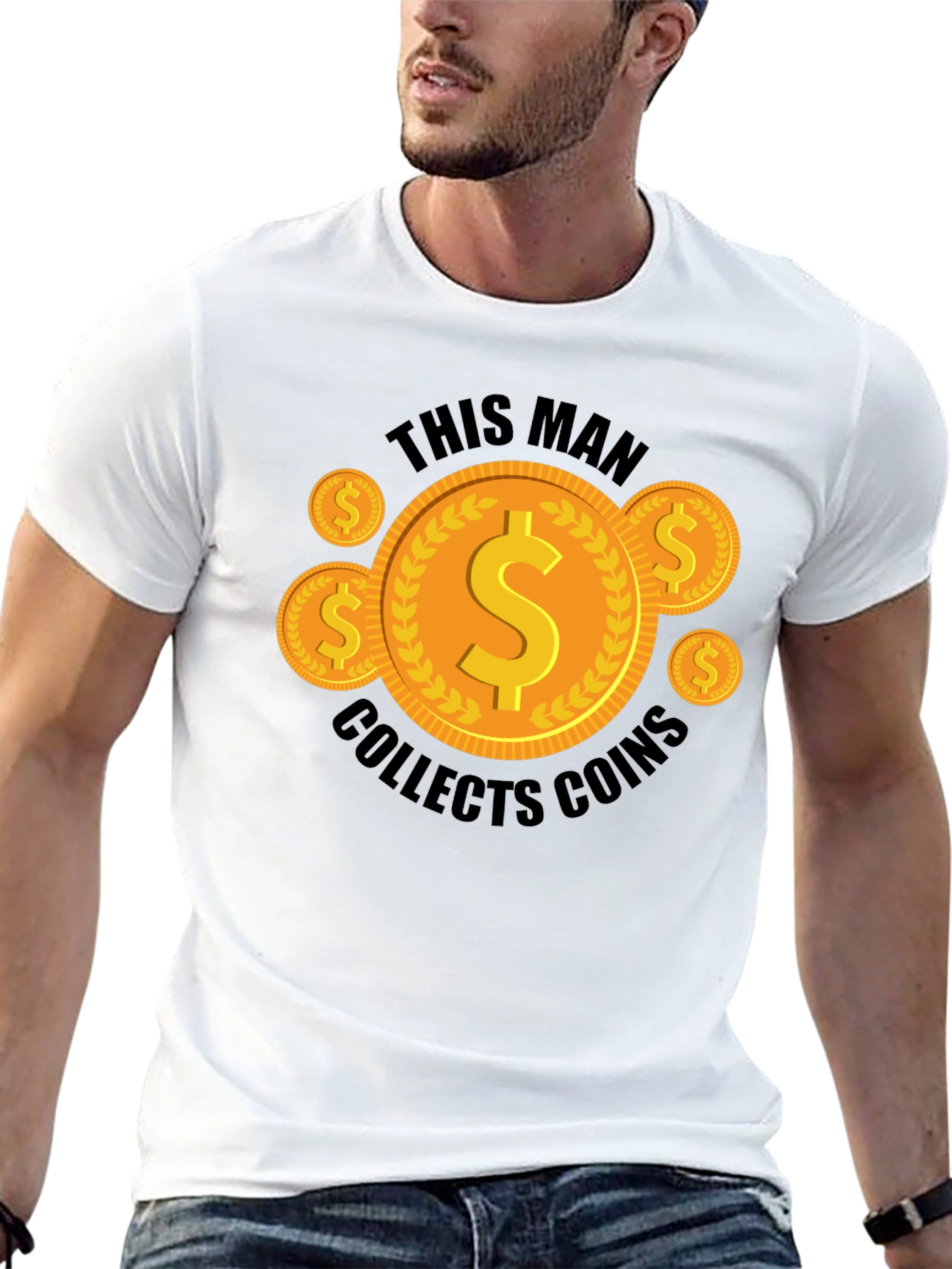 Coin Collector Graphic Tee - Black Casual T-Shirt