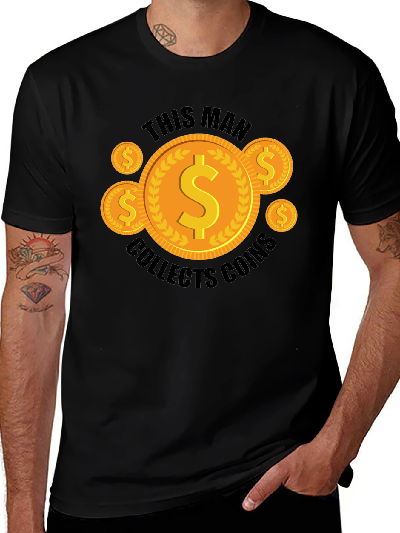 Coin Collector Graphic Tee - Black Casual T-Shirt